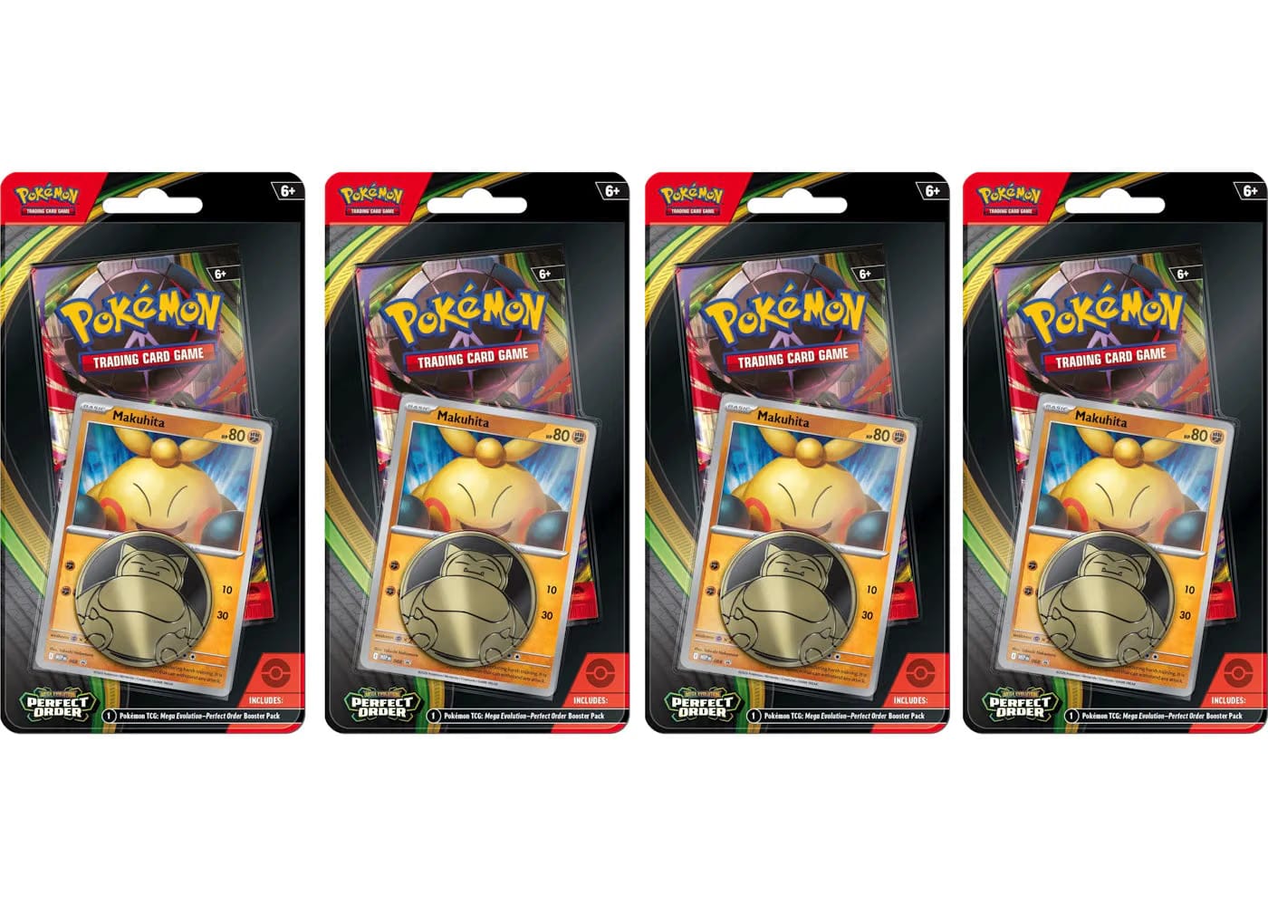 2026 Pokemon Mega Evolution Perfect Order Makuhita Premium Checklane Pack 4X Lot