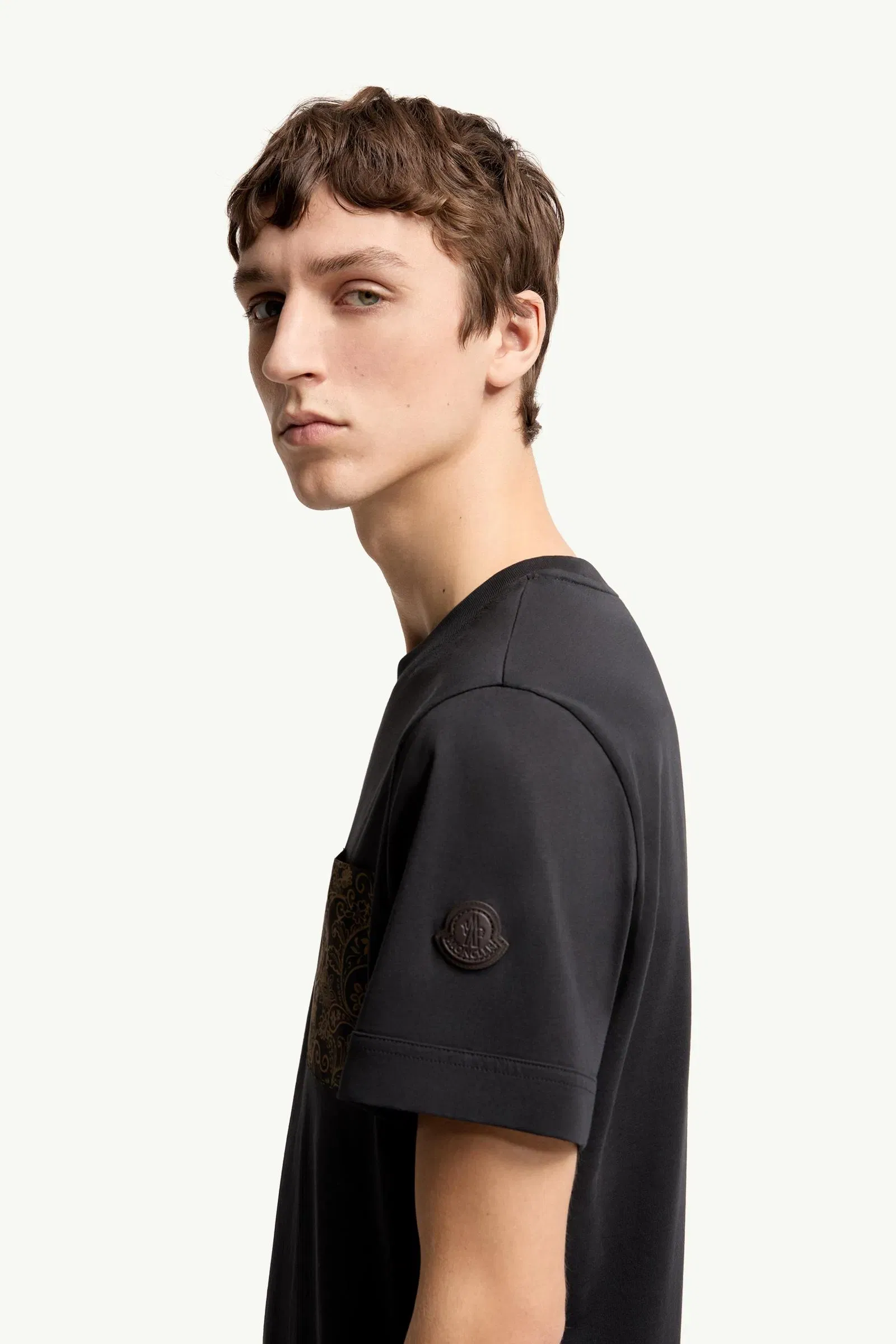 Moncler Paisley Print Cotton T-Shirt Navy Blue Navy Blue