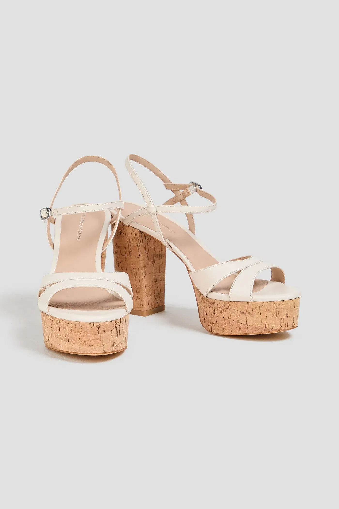 Stuart Weitzman Maia Leather Platform Sandals Cream Women's
