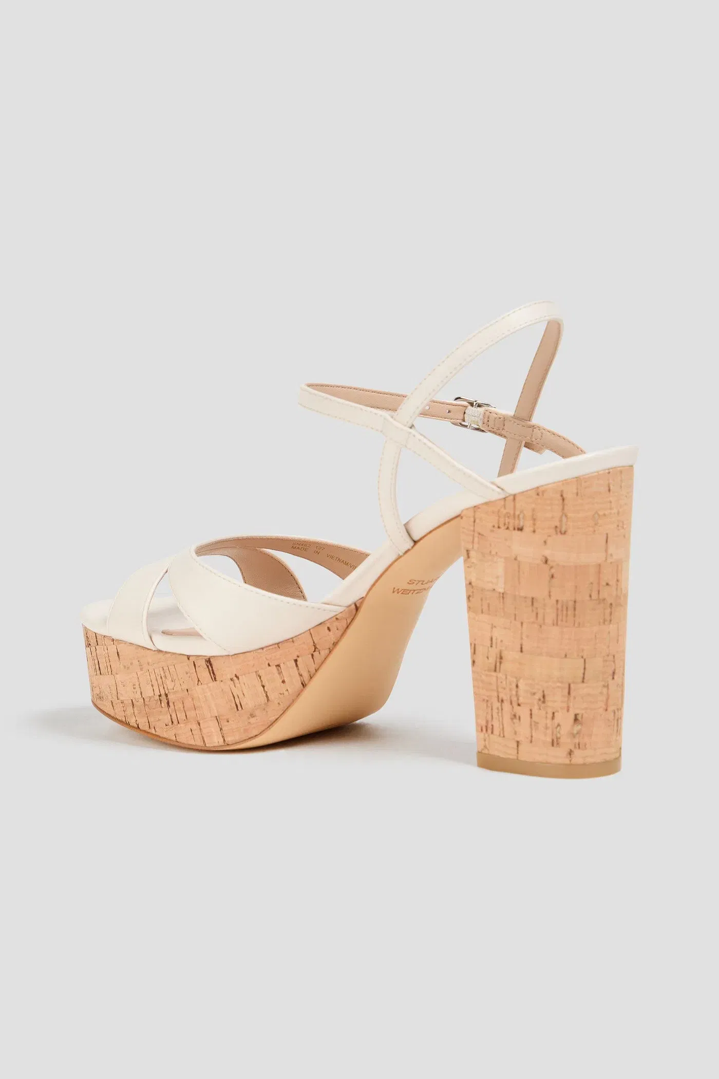 Stuart Weitzman Maia Leather Platform Sandals Cream Women's
