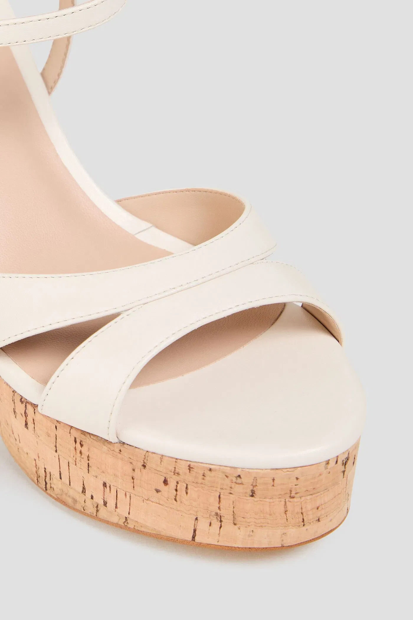 Stuart Weitzman Maia Leather Platform Sandals Cream Women's