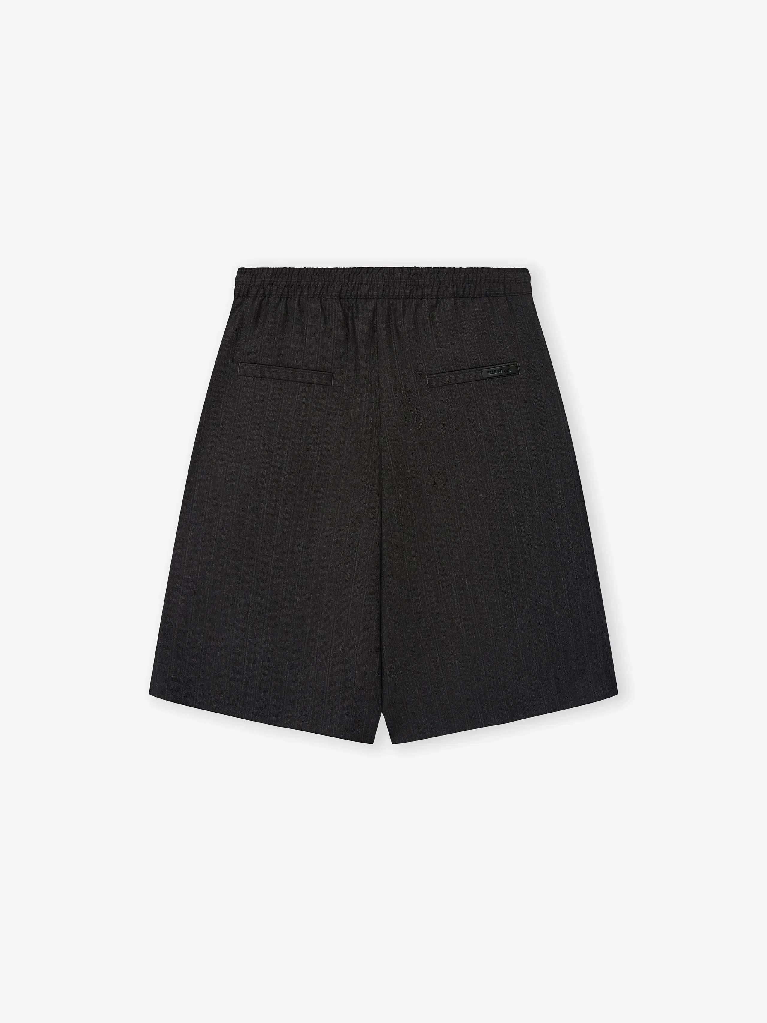 Essentials Black Striped Wool Baggy Shorts Black Striped