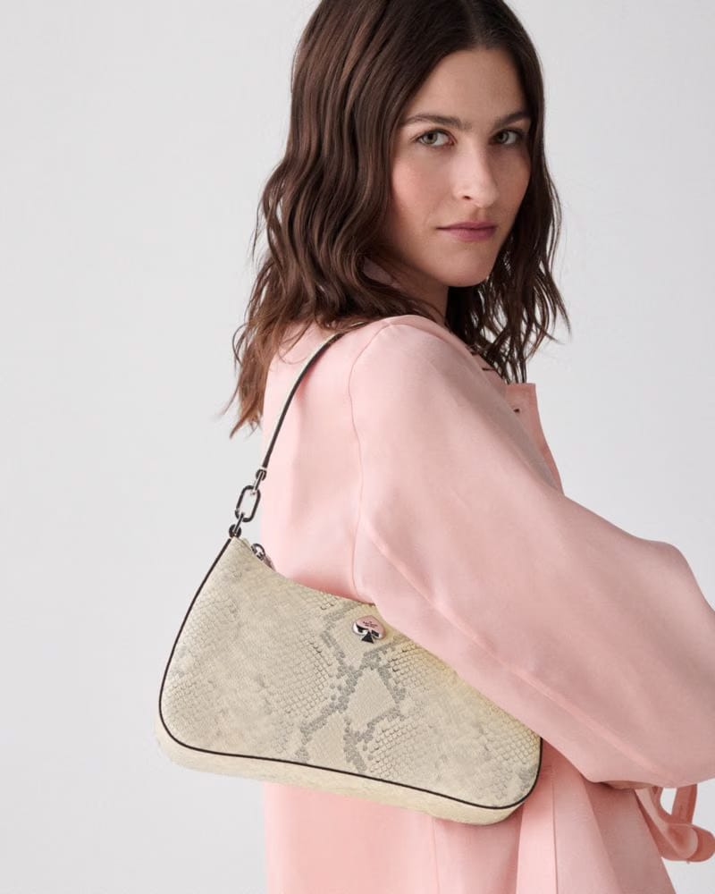 KateSpade Kayla Snake Embossed Shoulder Bag Pink Multi