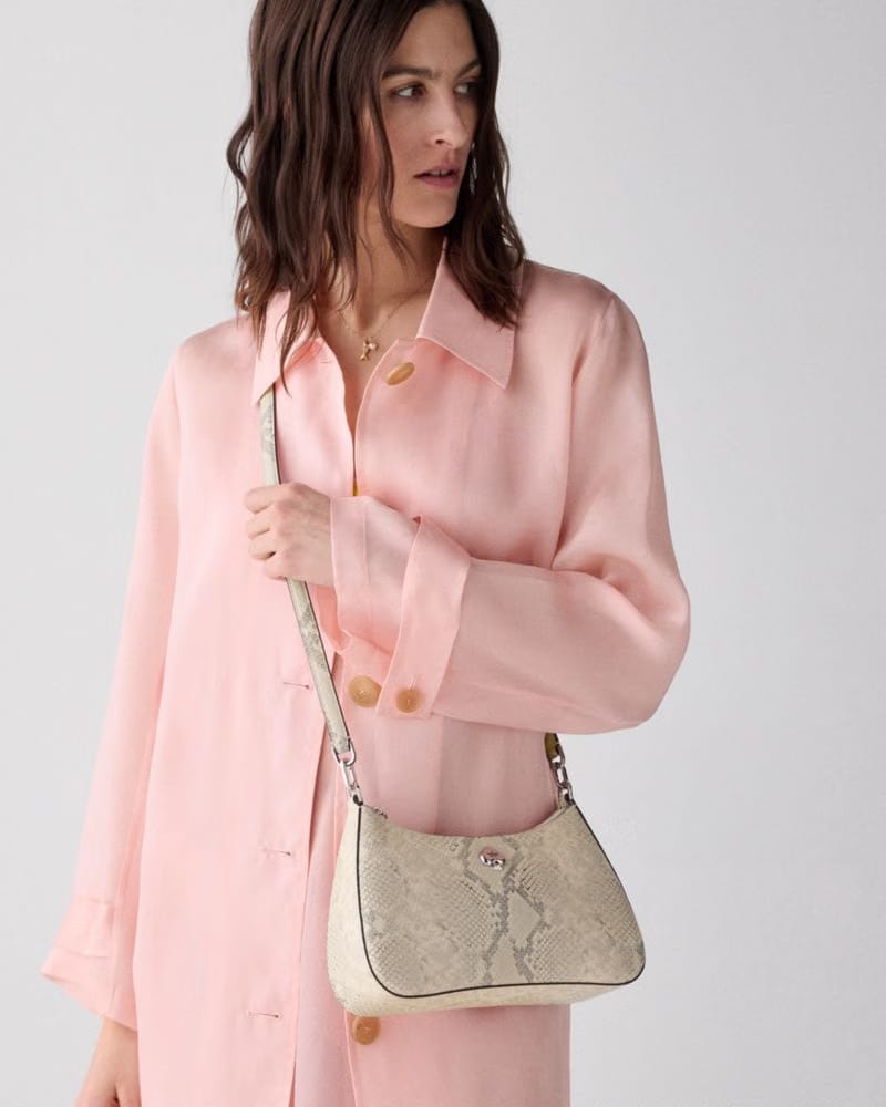 KateSpade Kayla Snake Embossed Shoulder Bag Pink Multi
