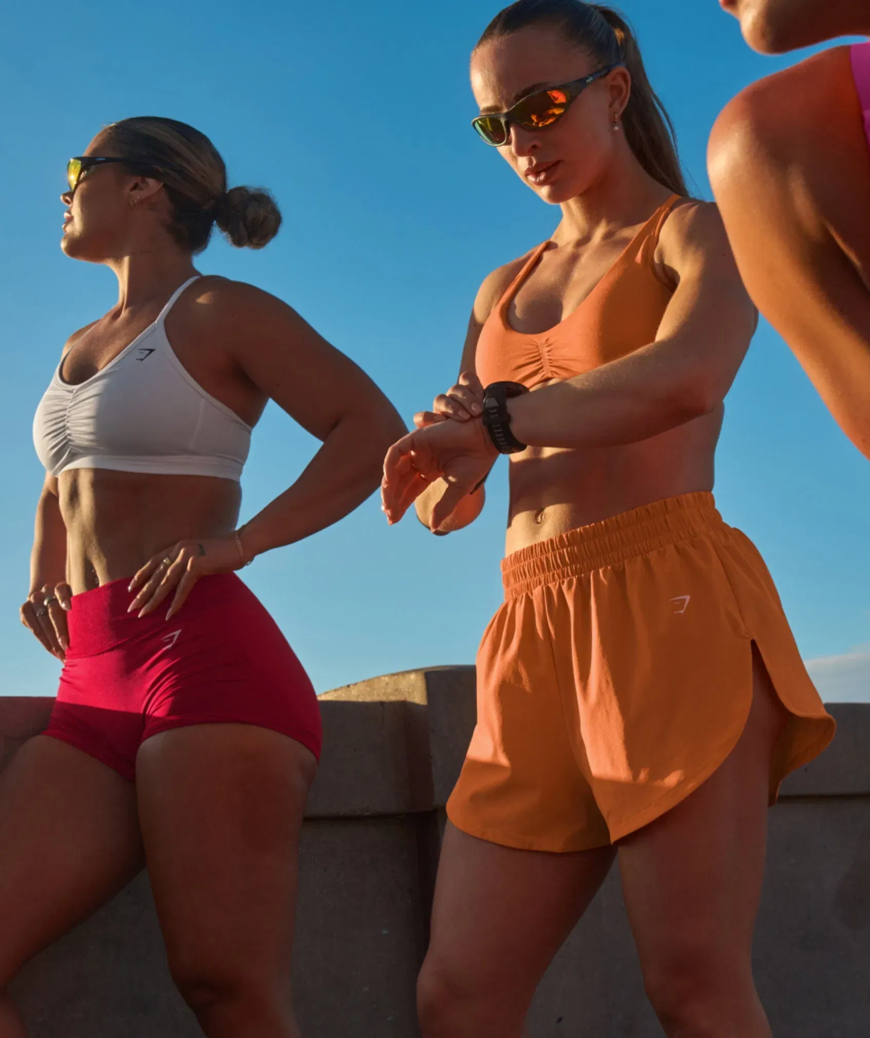 Women's Gymshark Interval High Leg Shorts Dayglow Peach