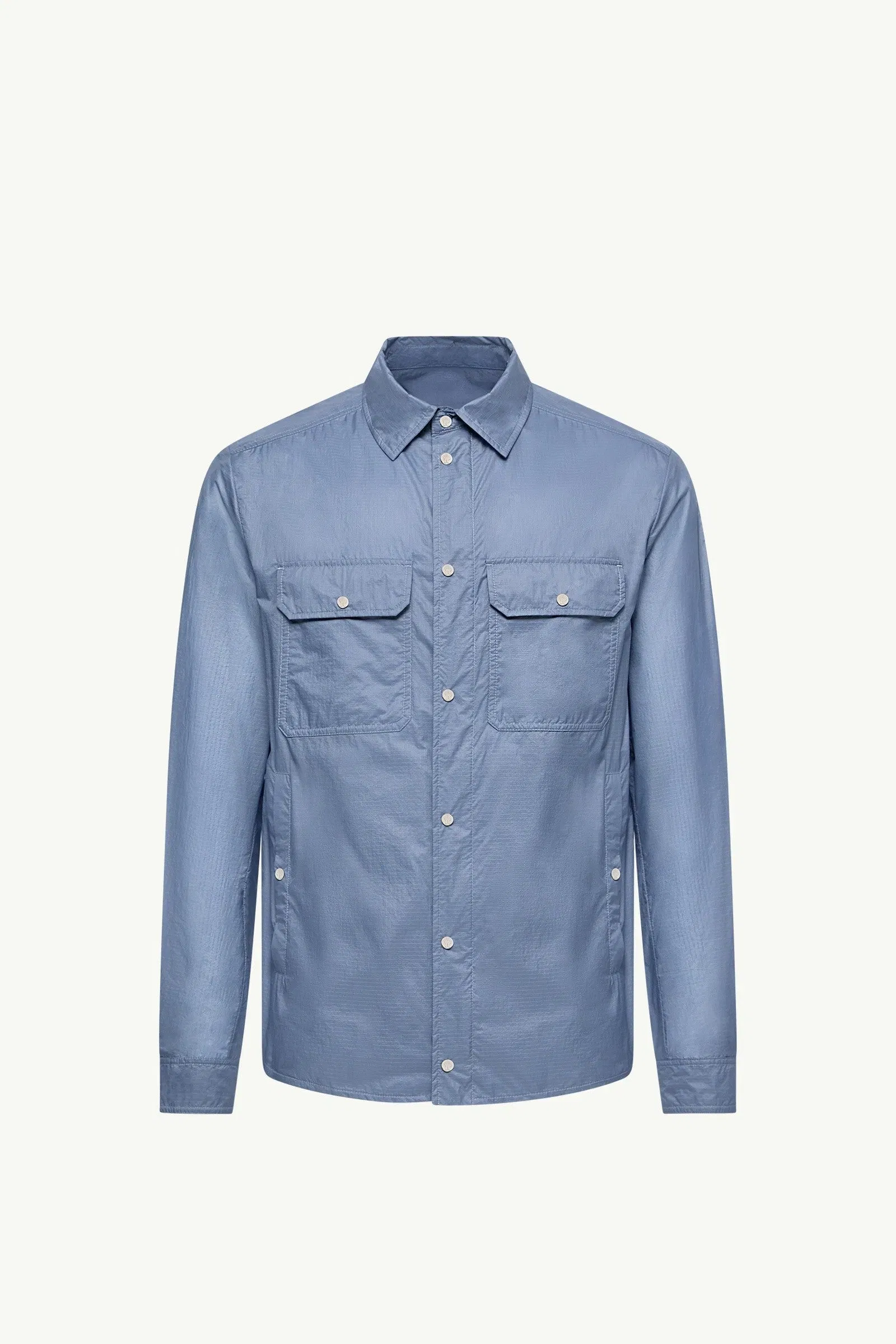 Moncler Logo Patch Long Sleeve Shirt Denim Blue Denim Blue