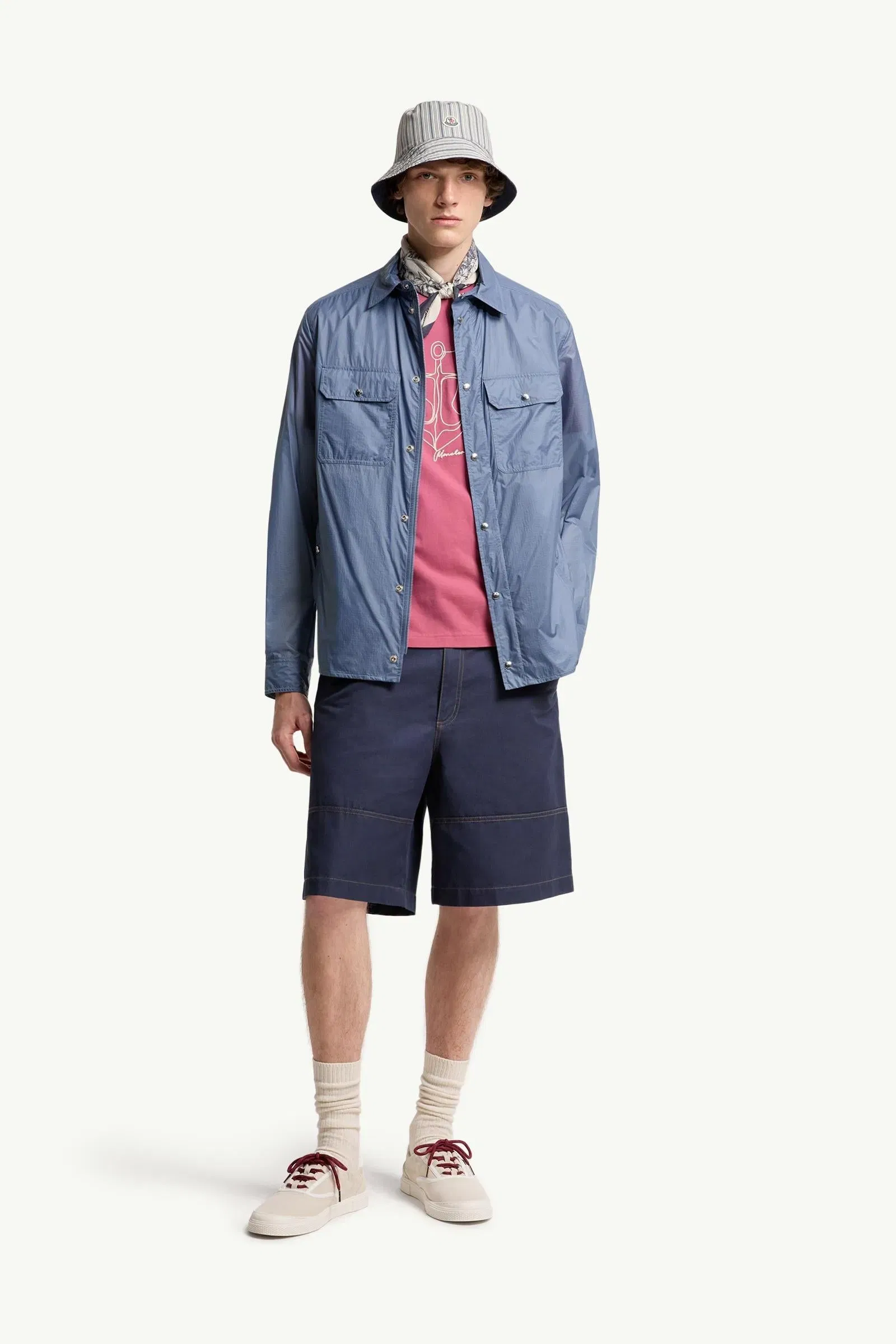 Moncler Logo Patch Long Sleeve Shirt Denim Blue Denim Blue
