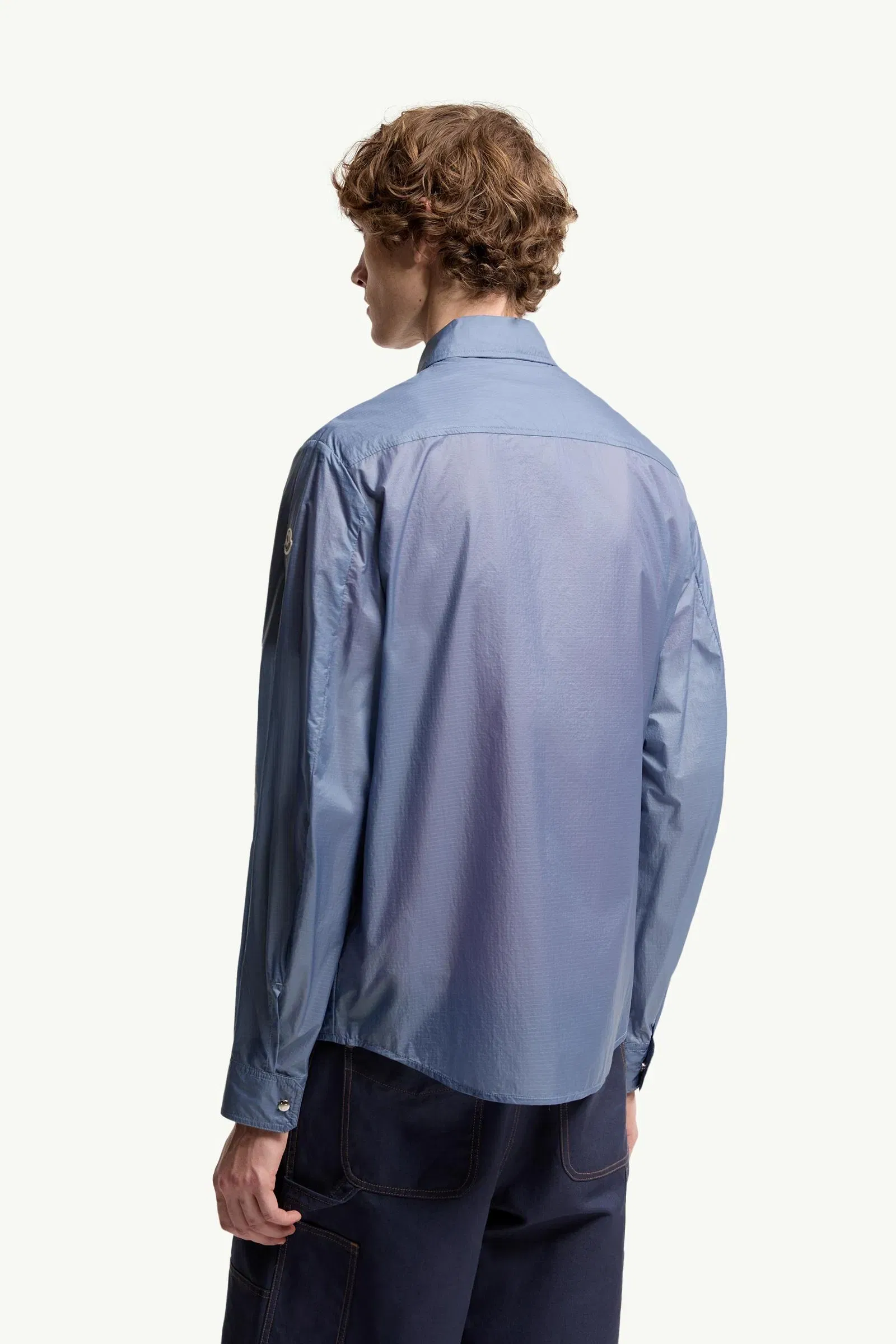 Moncler Logo Patch Long Sleeve Shirt Denim Blue Denim Blue