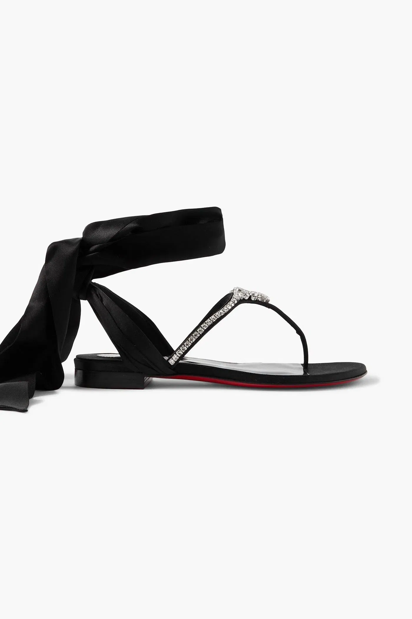 Christian Louboutin Just Queenie Crystal-Embellished Satin Sandals Black Women's