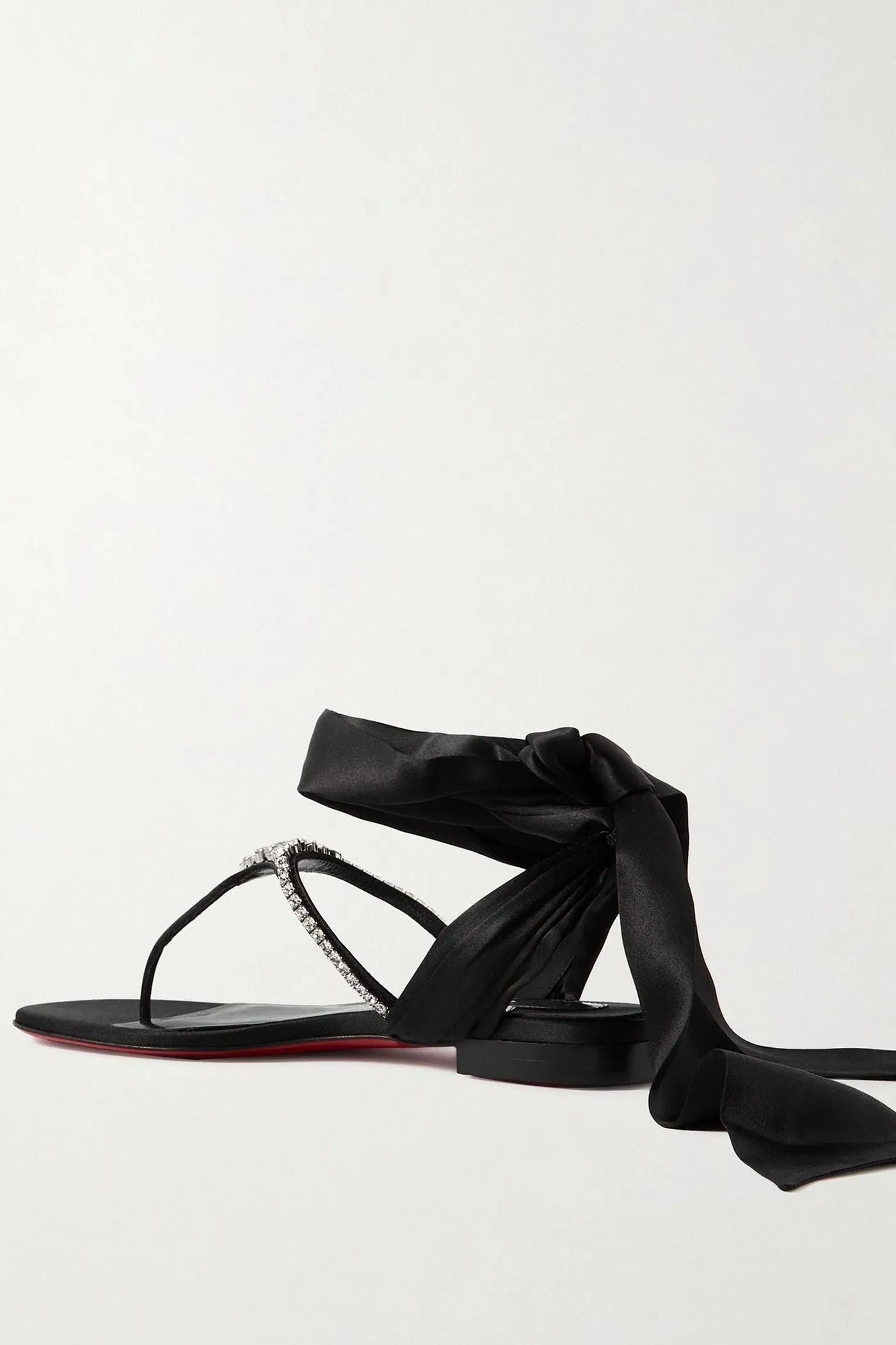 Christian Louboutin Just Queenie Crystal-Embellished Satin Sandals Black Women's