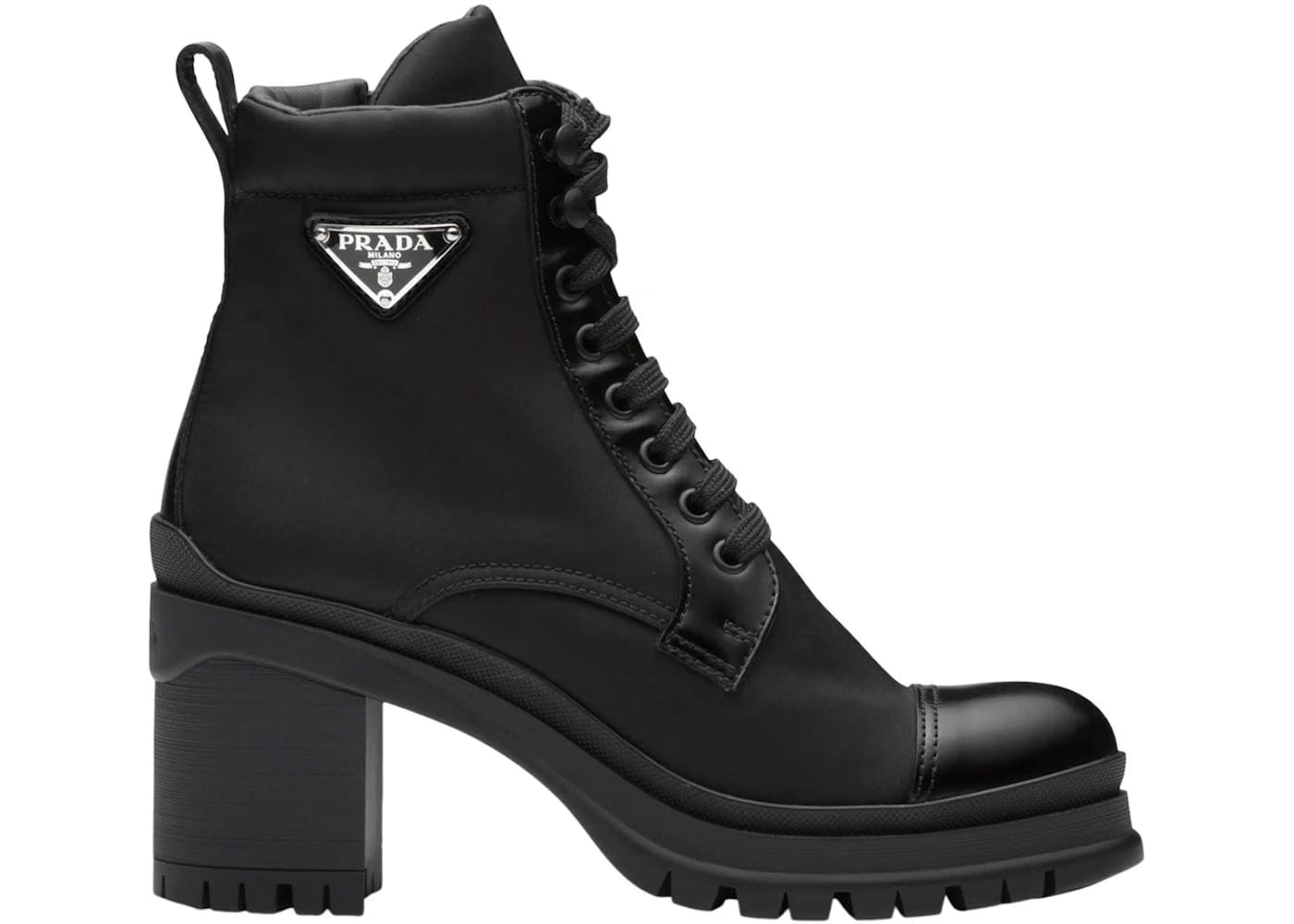 Prada 55Mm Laced Booties Black Nylon