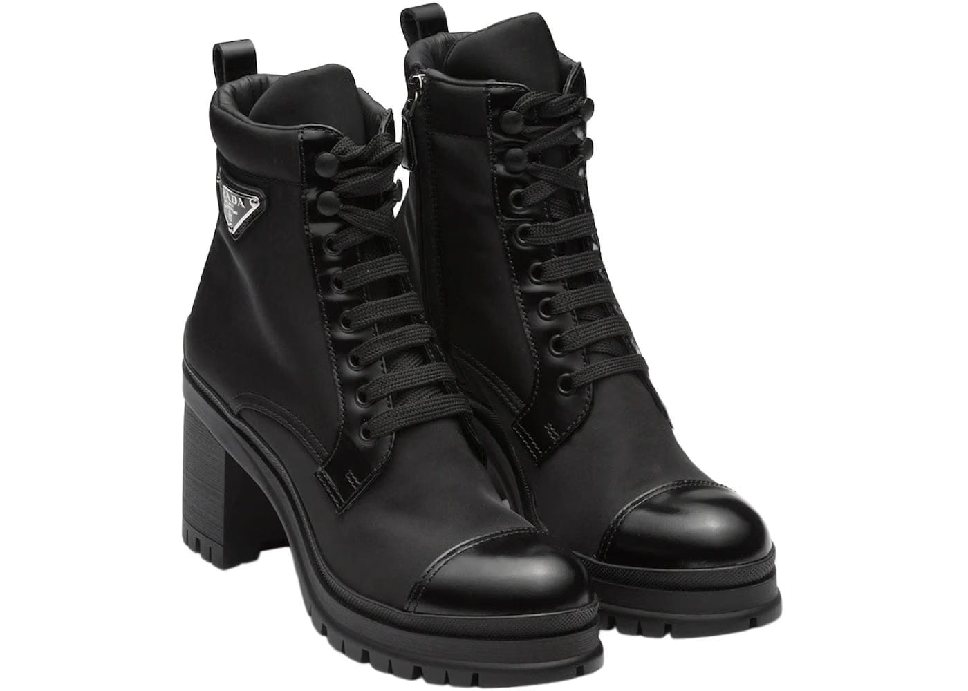 Prada 55Mm Laced Booties Black Nylon