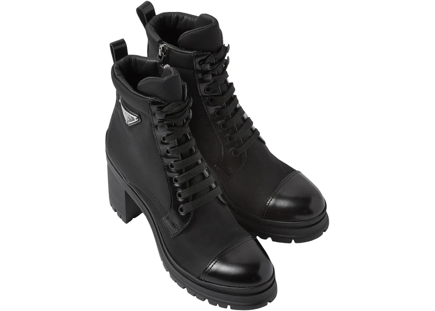 Prada 55Mm Laced Booties Black Nylon