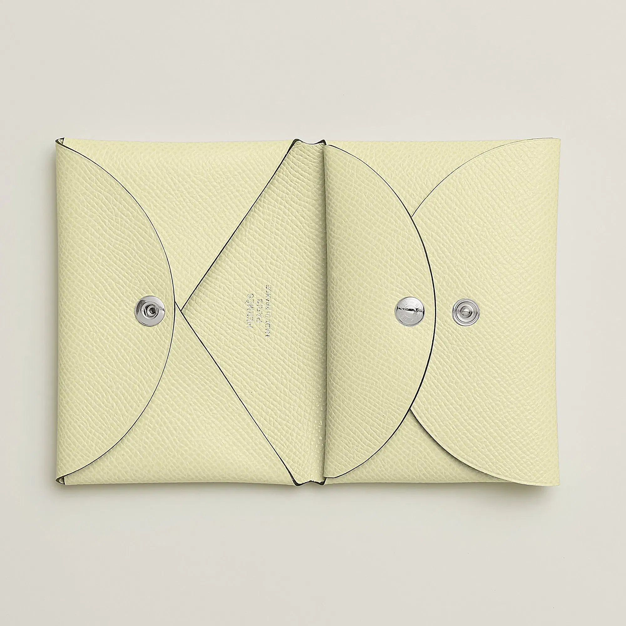 Hermes Calvi Duo Compact Card Holder Jaune Citron