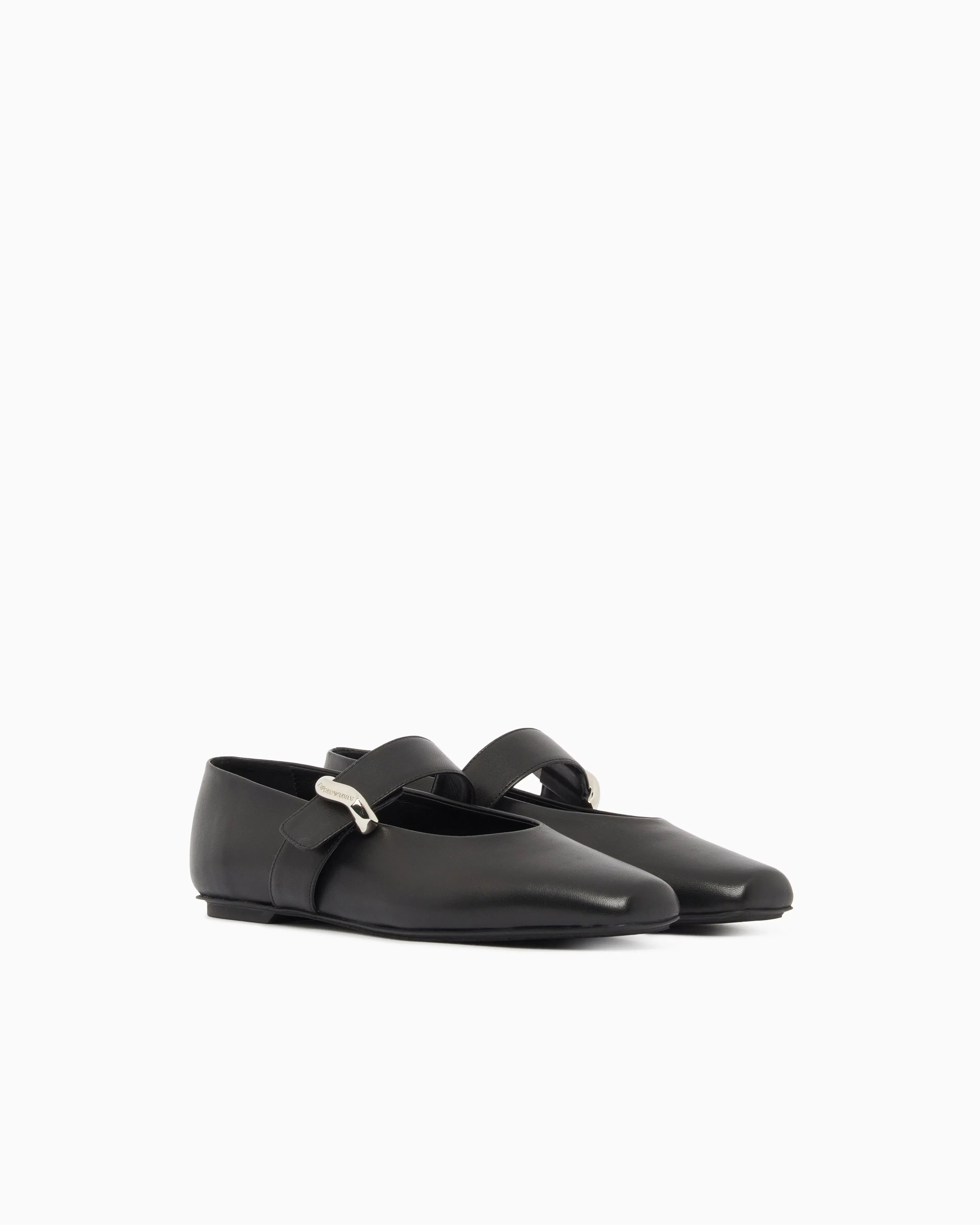 Emporio Armani Nappa-Leather Ballerinas Black