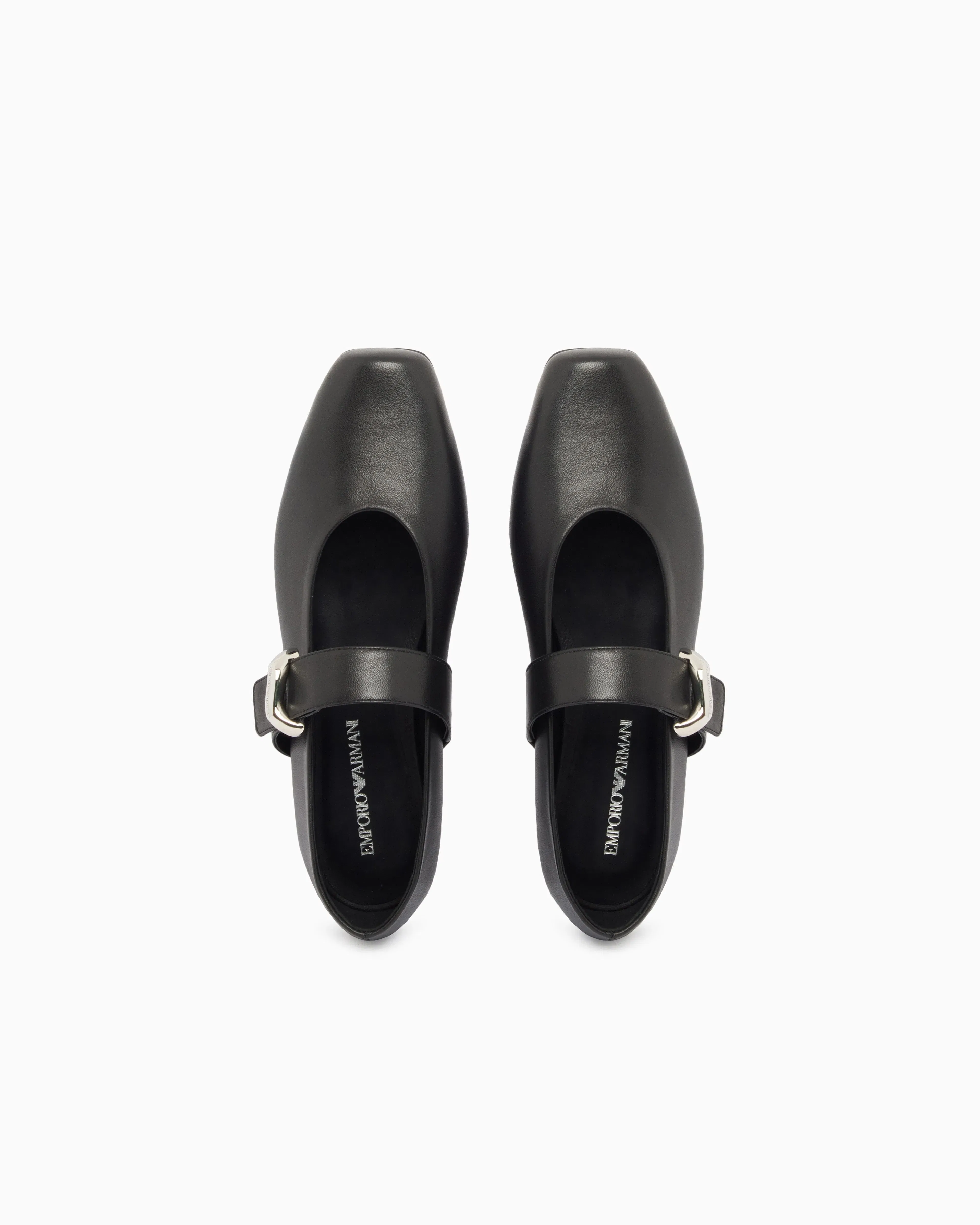 Emporio Armani Nappa-Leather Ballerinas Black