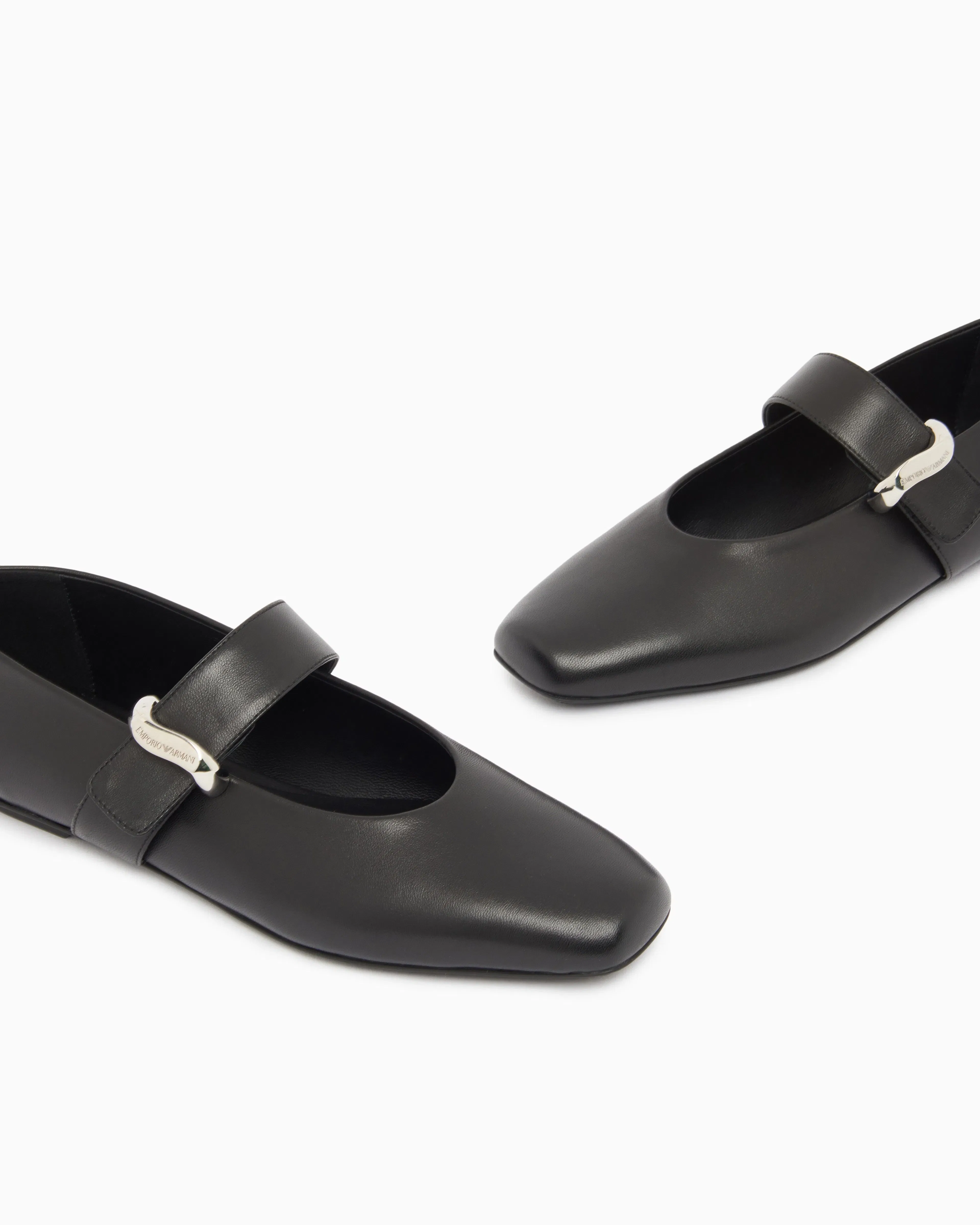 Emporio Armani Nappa-Leather Ballerinas Black