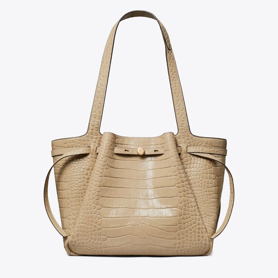 Tory Burch Romy Croc-Embossed Tote Light Hickory