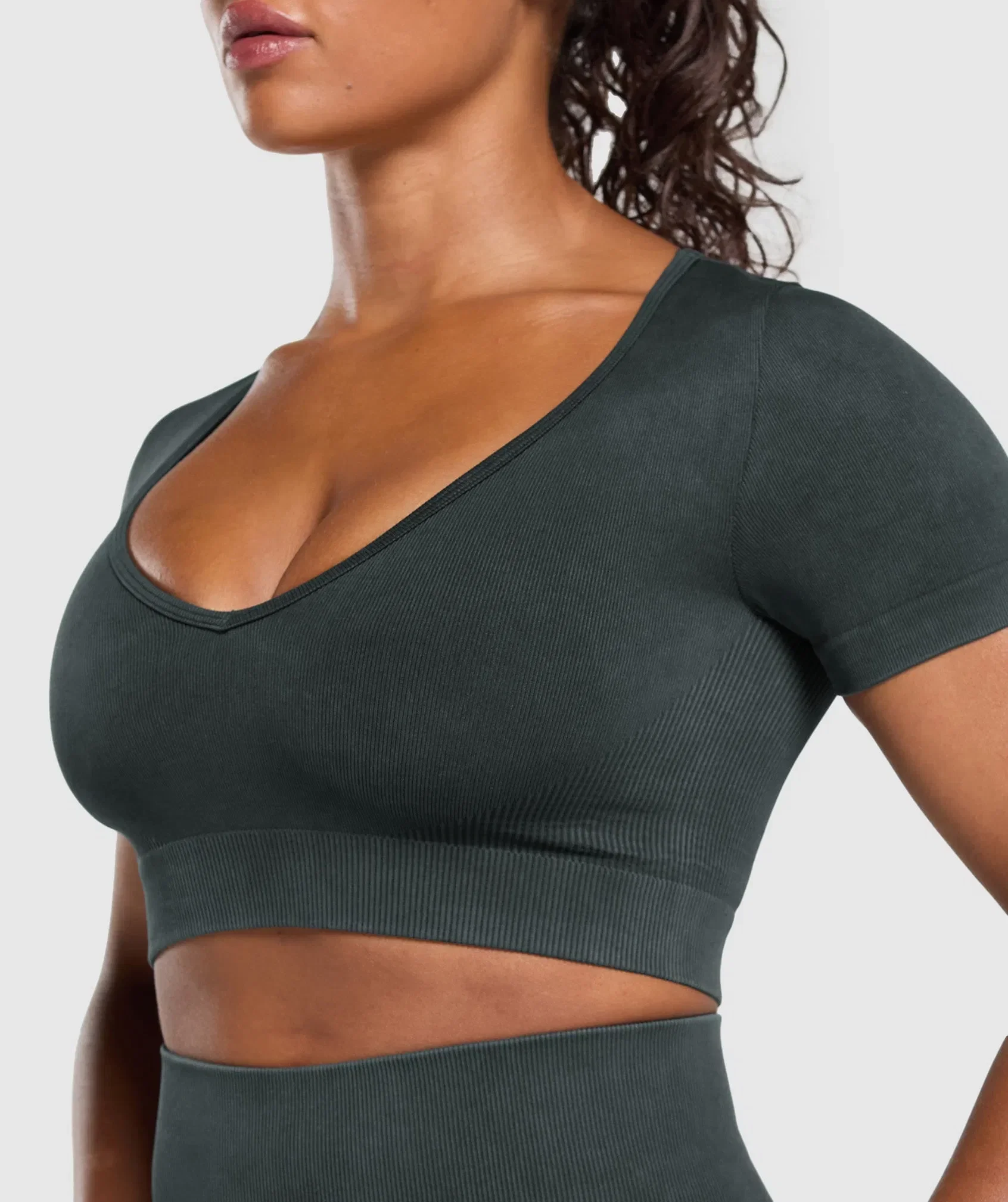 Women's Gymshark Gains Seamless Washed Crop Top Black