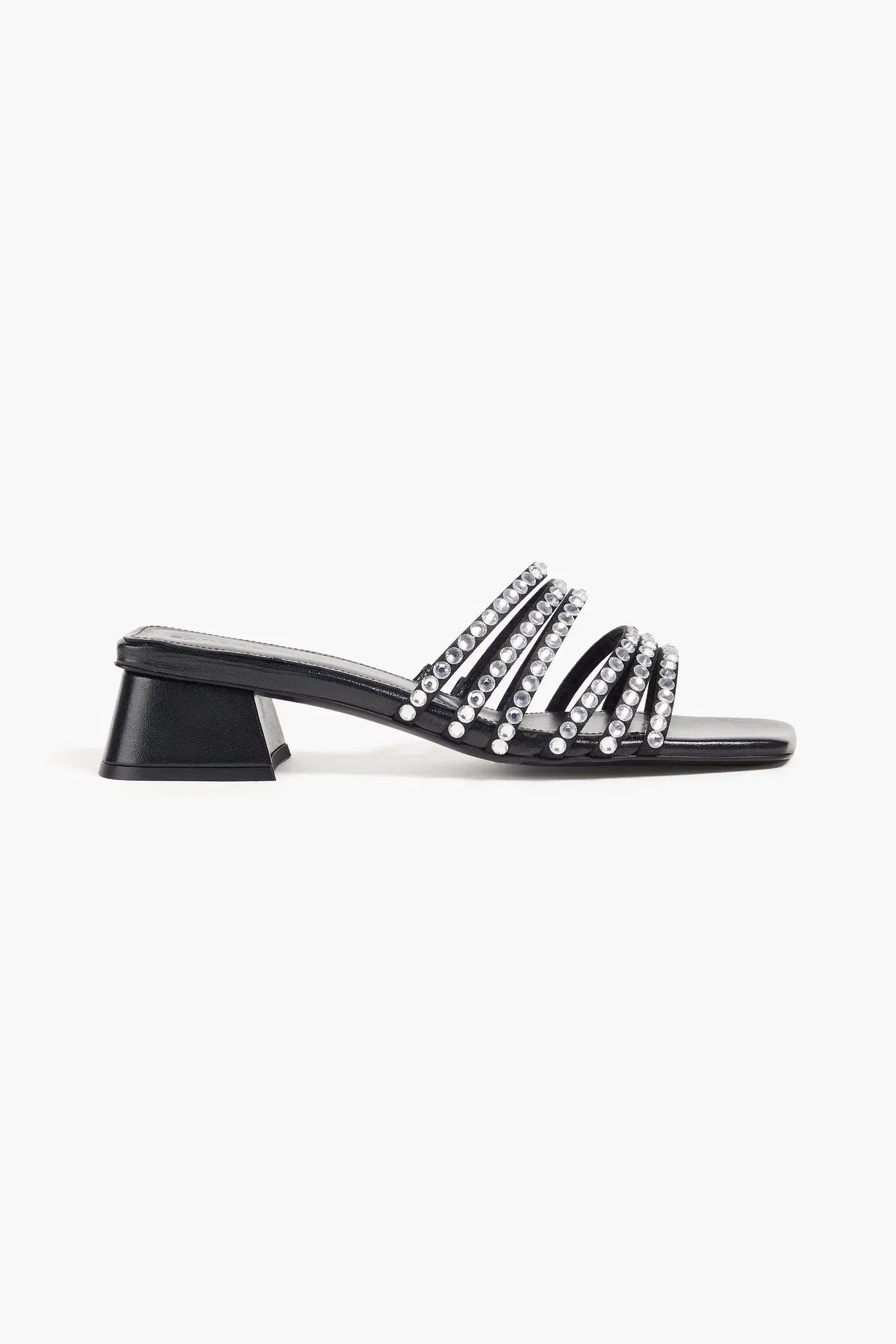 Sandro Crystal-Embellished Satin Mules Black Women's