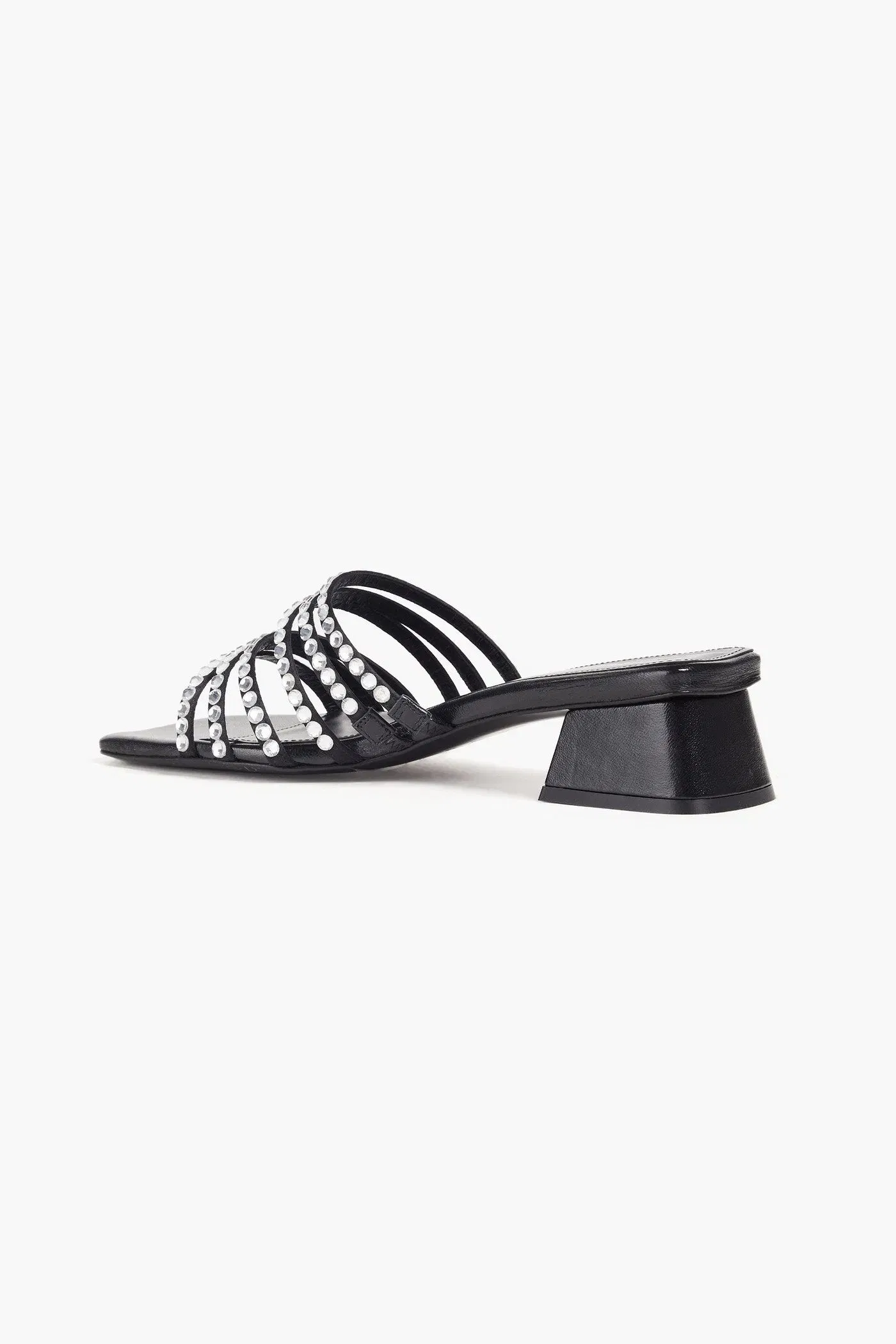 Sandro Crystal-Embellished Satin Mules Black Women's