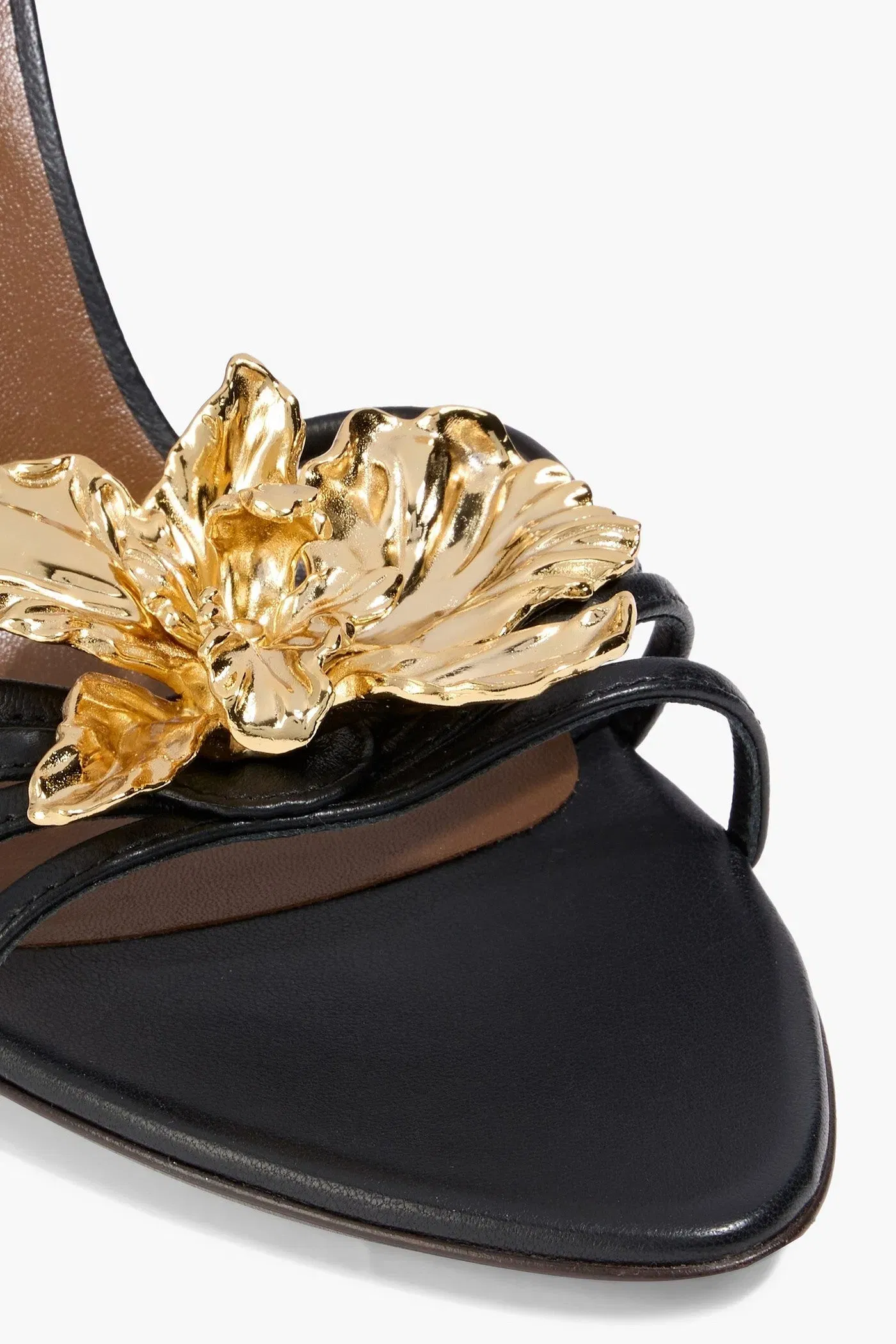 Giuseppe Zanotti Orchid Floral-Appliqud Leather Mules Black Women's