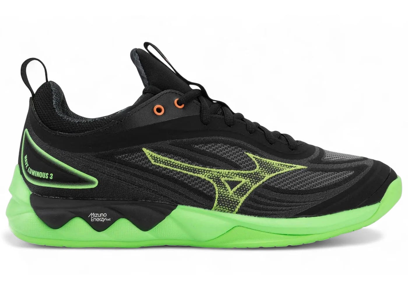 Mizuno Wave Luminous 3 Black Glowing Apple Mandarin Orange