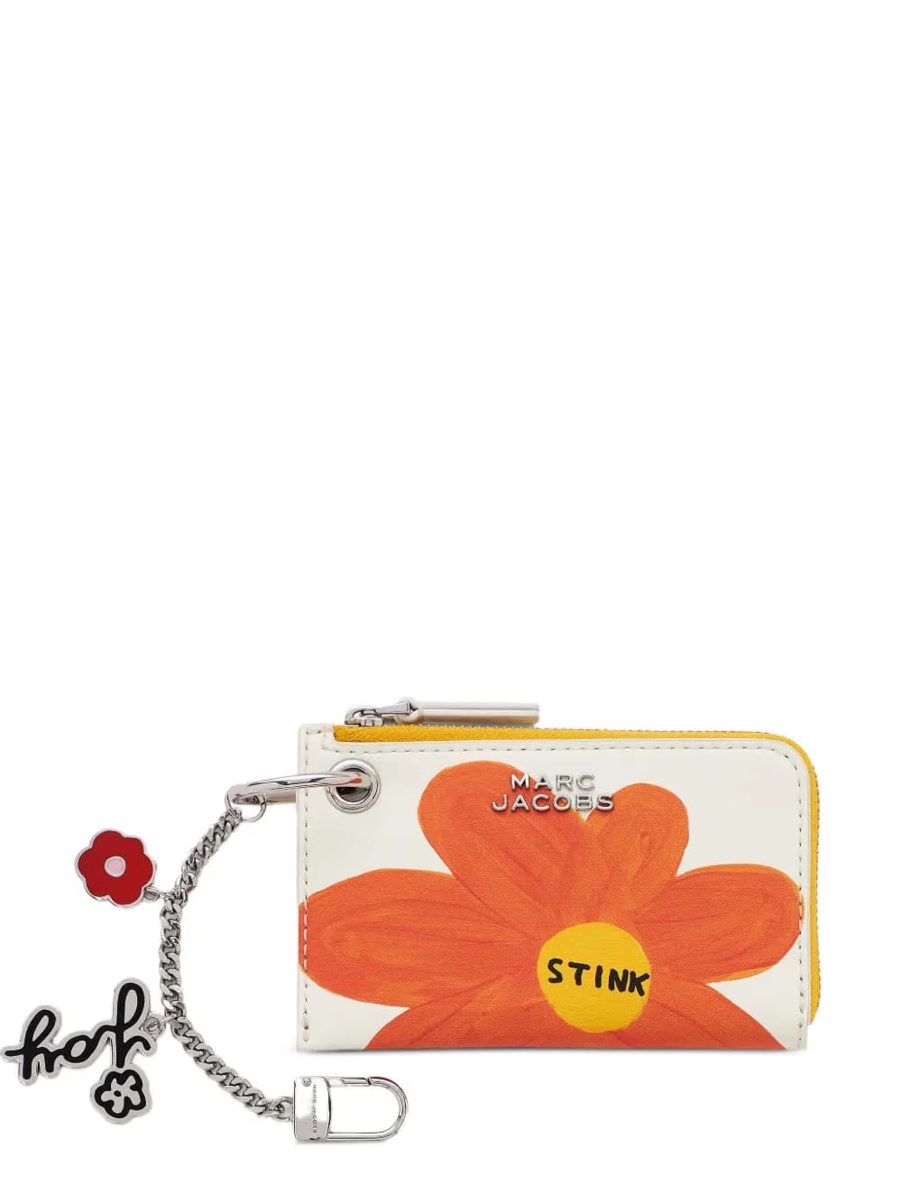 flower-print zip-around bag charm