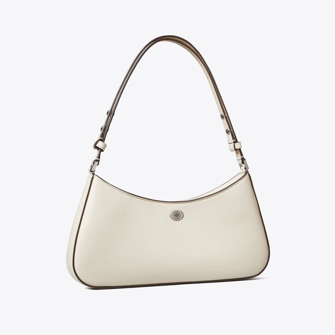 Tory Burch Robinson Zip Top Shoulder Bag Light Cream