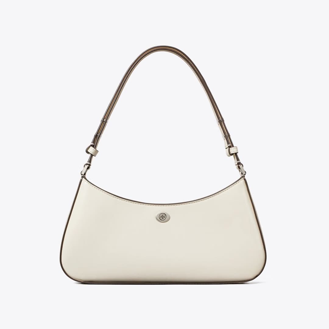 Tory Burch Robinson Zip Top Shoulder Bag Light Cream