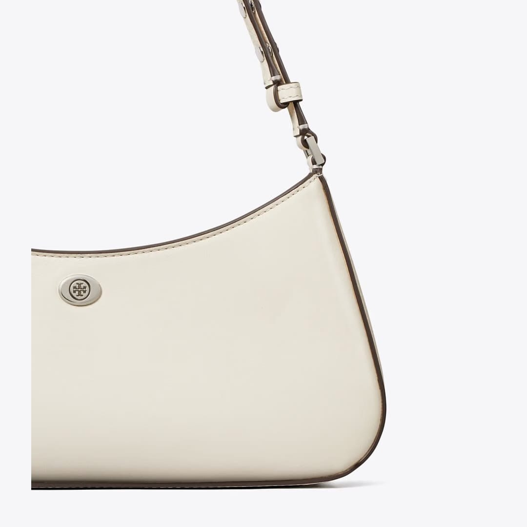 Tory Burch Robinson Zip Top Shoulder Bag Light Cream