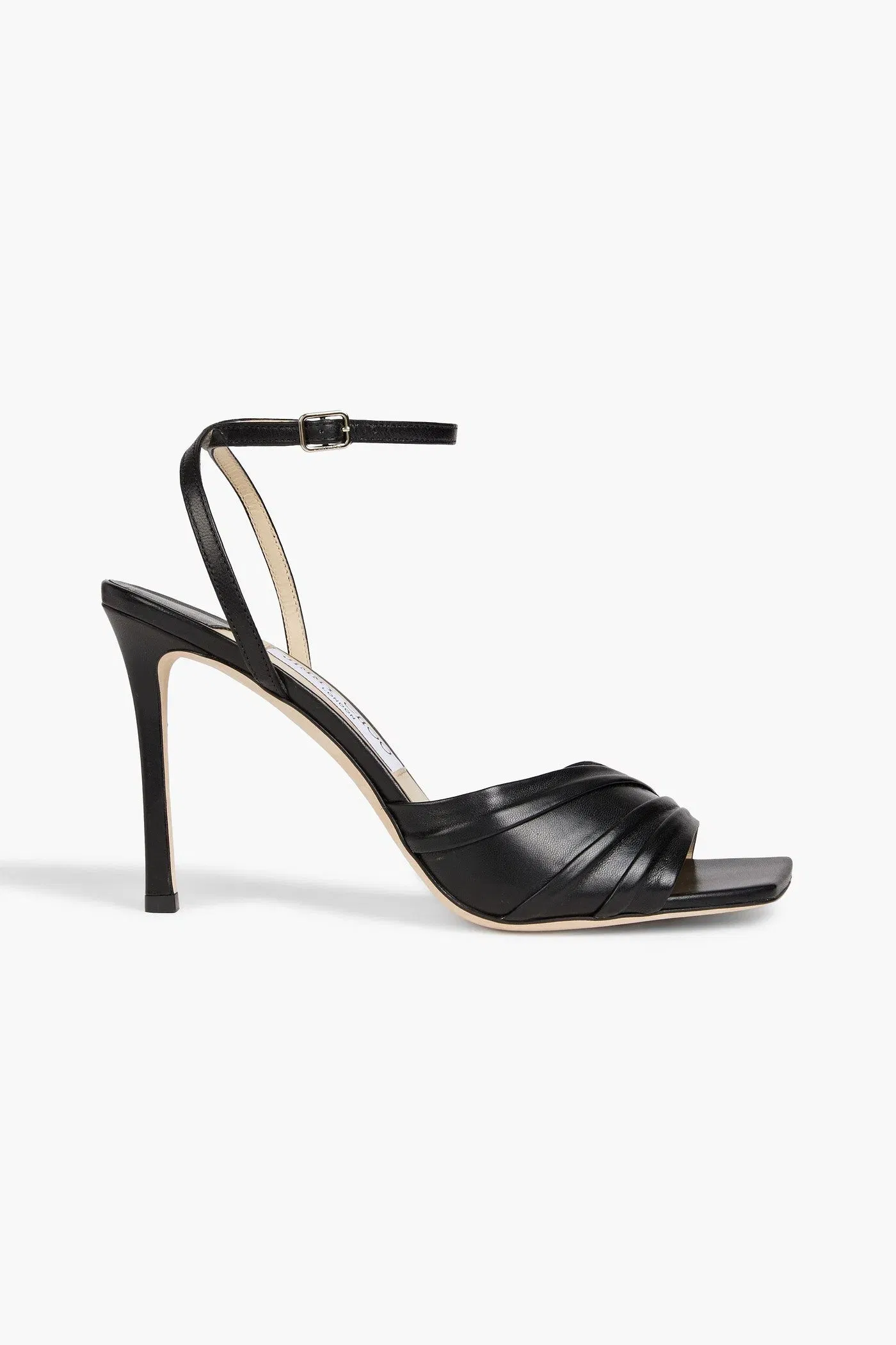 Jimmy Choo Basil 95 Ruched Leather Sandals Black Women's