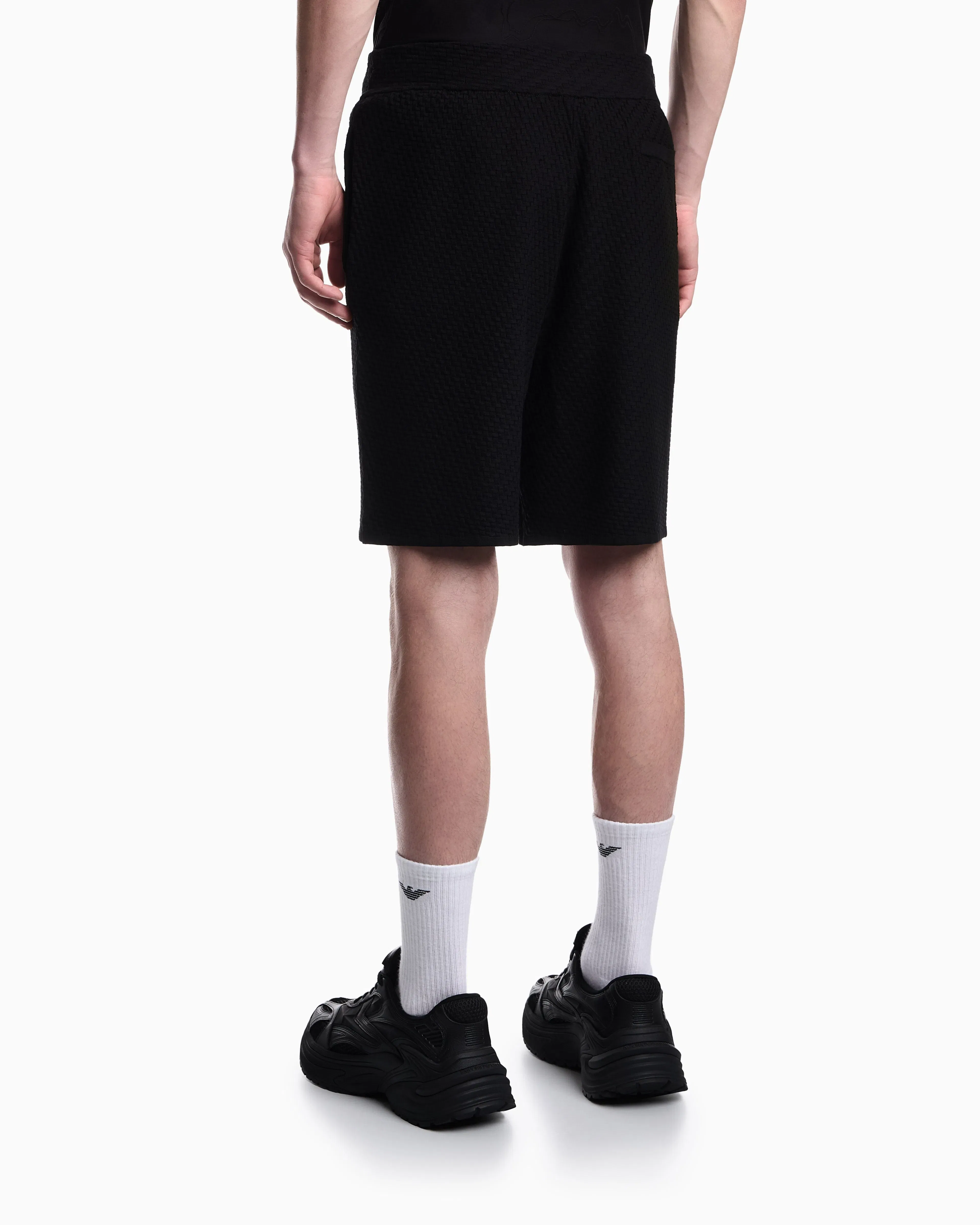 Emporio Armani viscose knit Bermuda shorts with raised stitch design