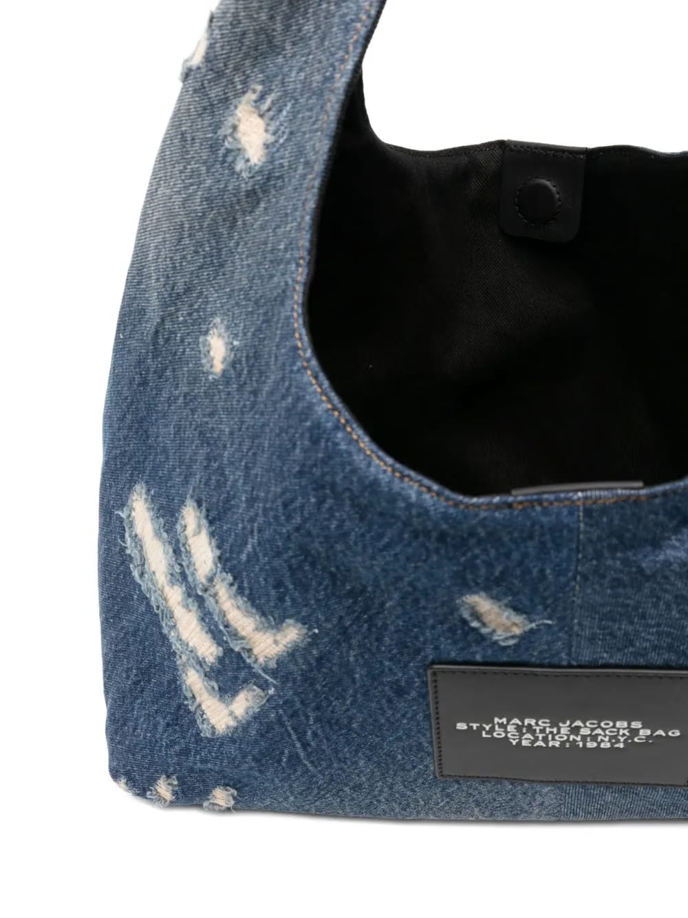 distressed denim shoulder bag