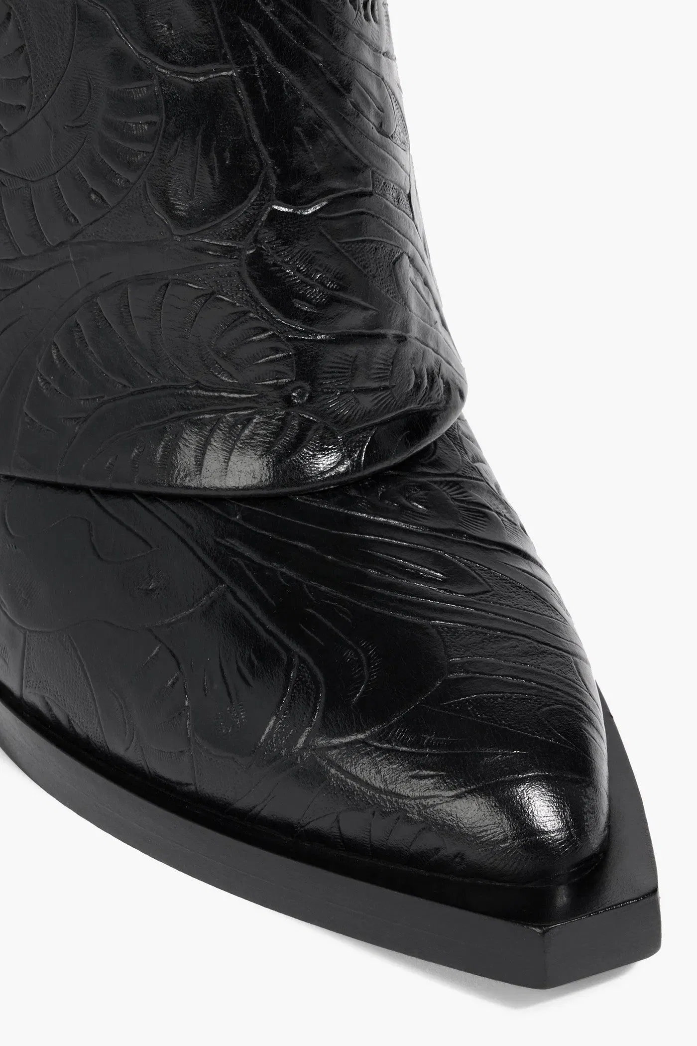 Givenchy Shark Lock Embossed Leather Cowboy Boots Black Women's