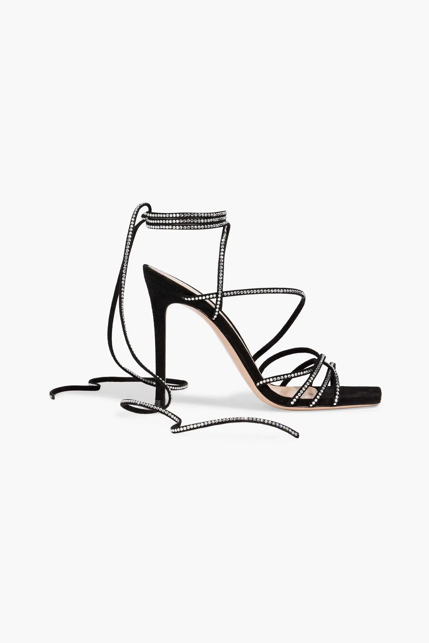 Gianvito Rossi 105 Crystal-Embellished Suede Sandals Black Women's