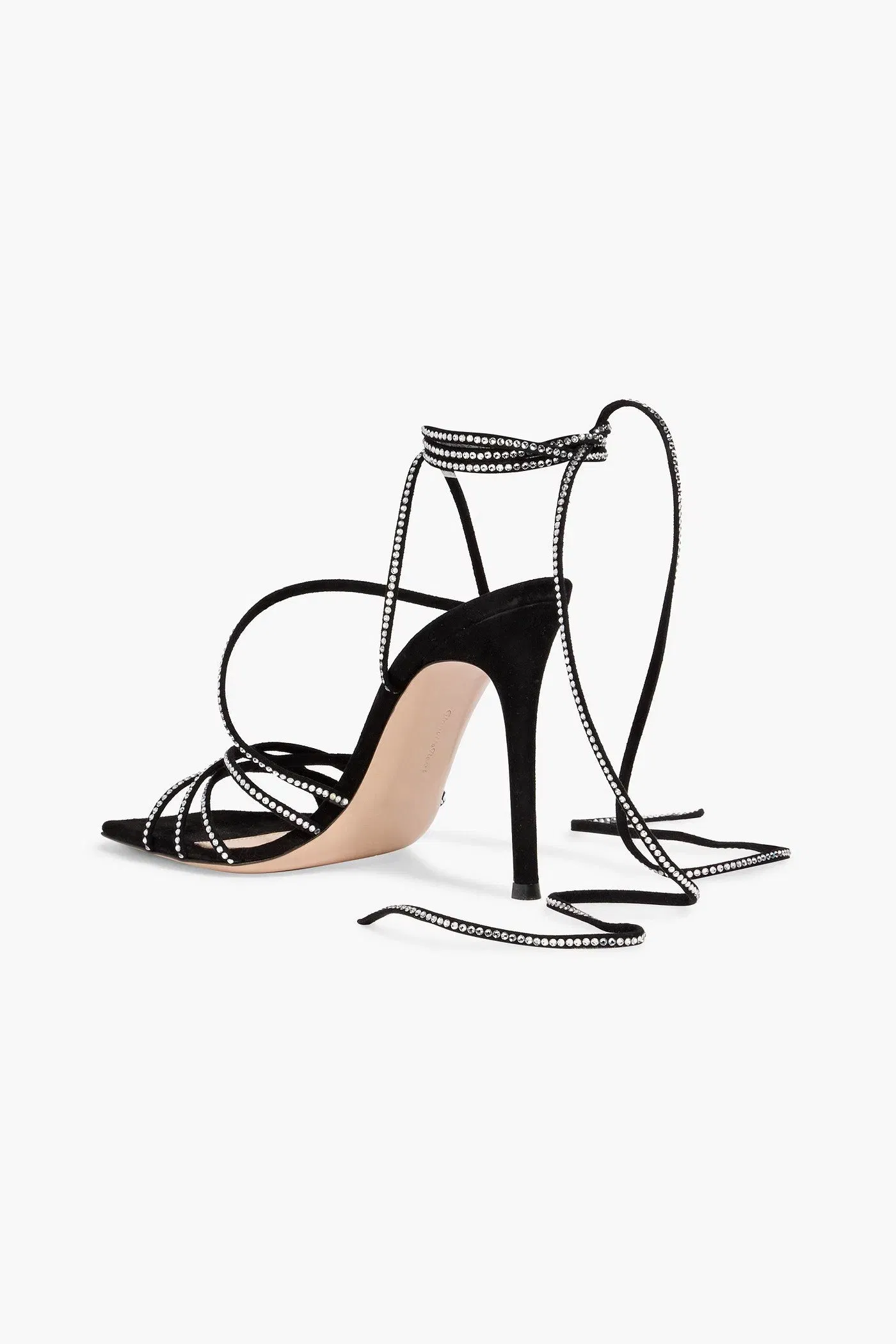 Gianvito Rossi 105 Crystal-Embellished Suede Sandals Black Women's