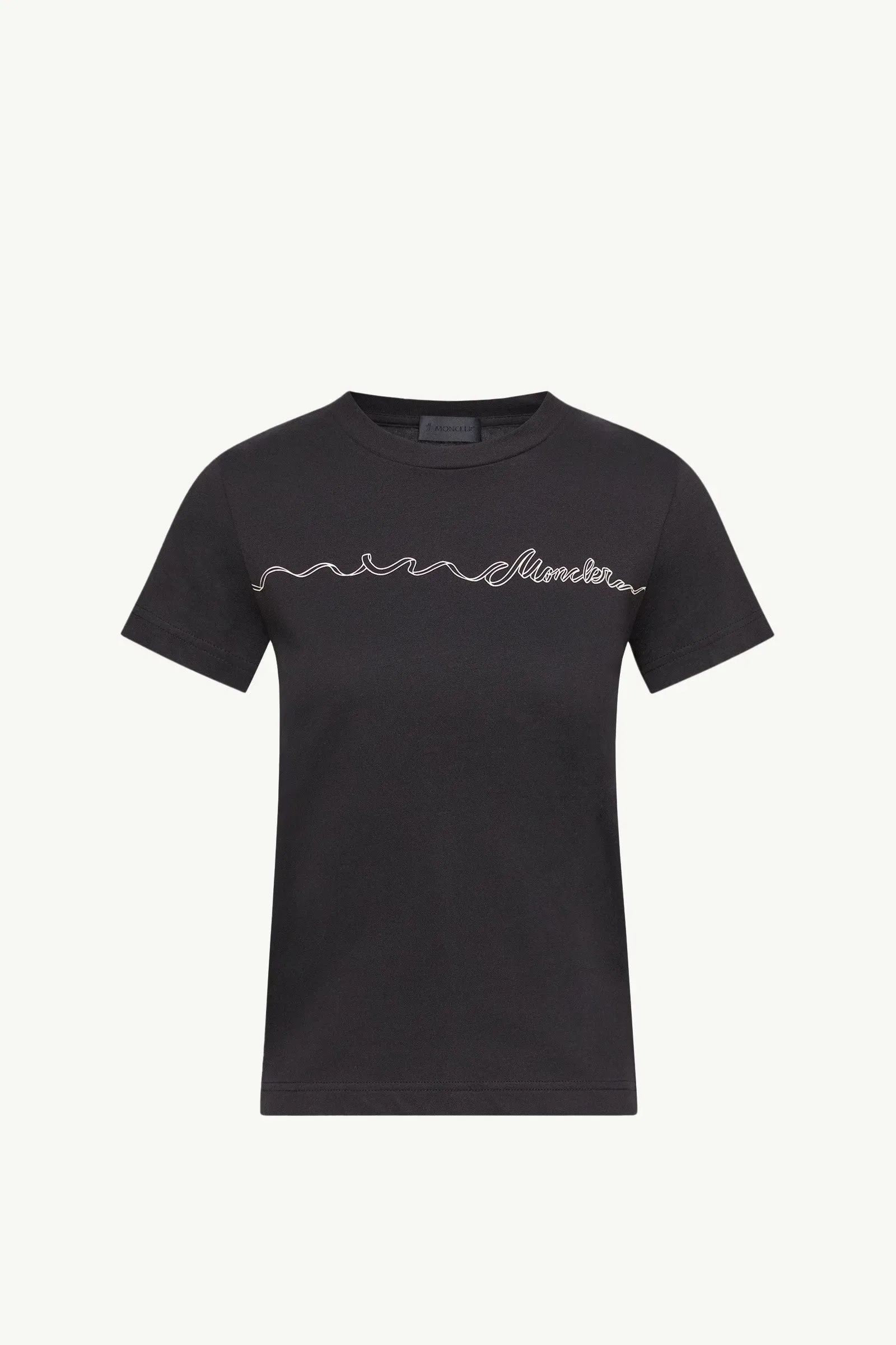 Moncler Ribbon Logo Cotton T-Shirt Black Black