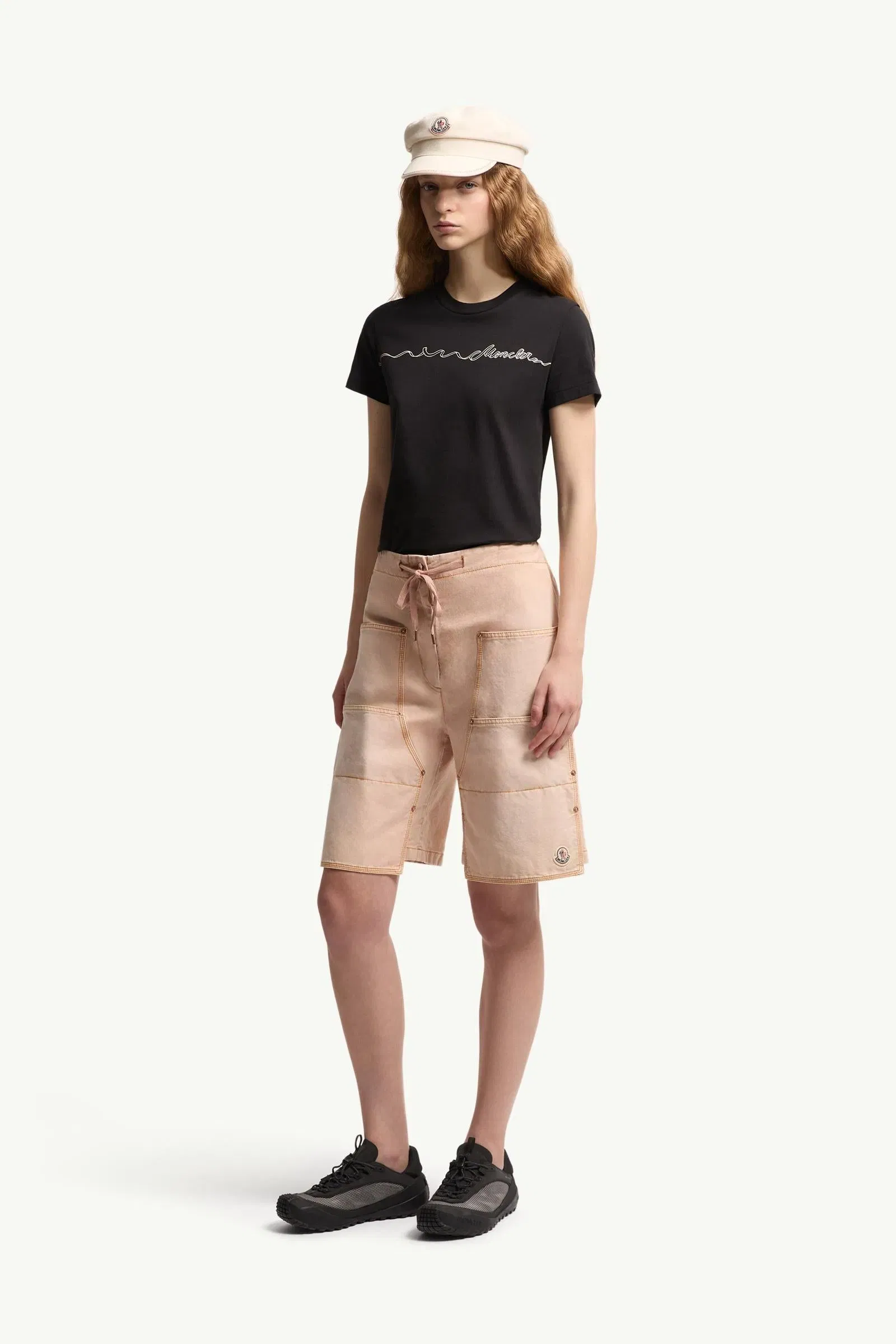 Moncler Ribbon Logo Cotton T-Shirt Black Black