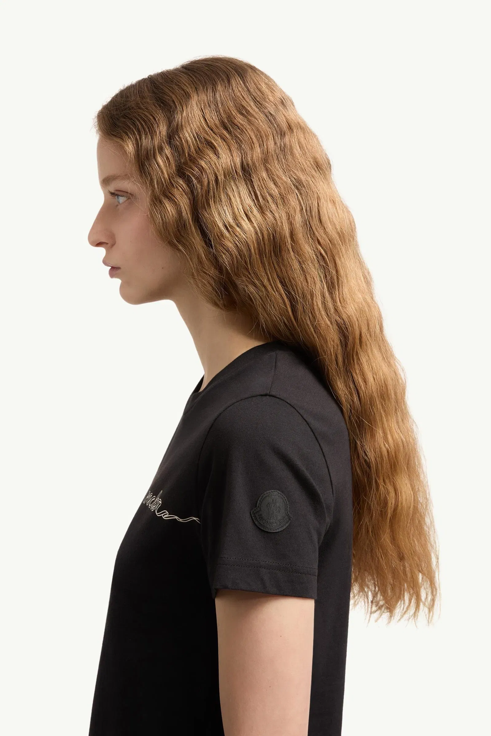 Moncler Ribbon Logo Cotton T-Shirt Black Black