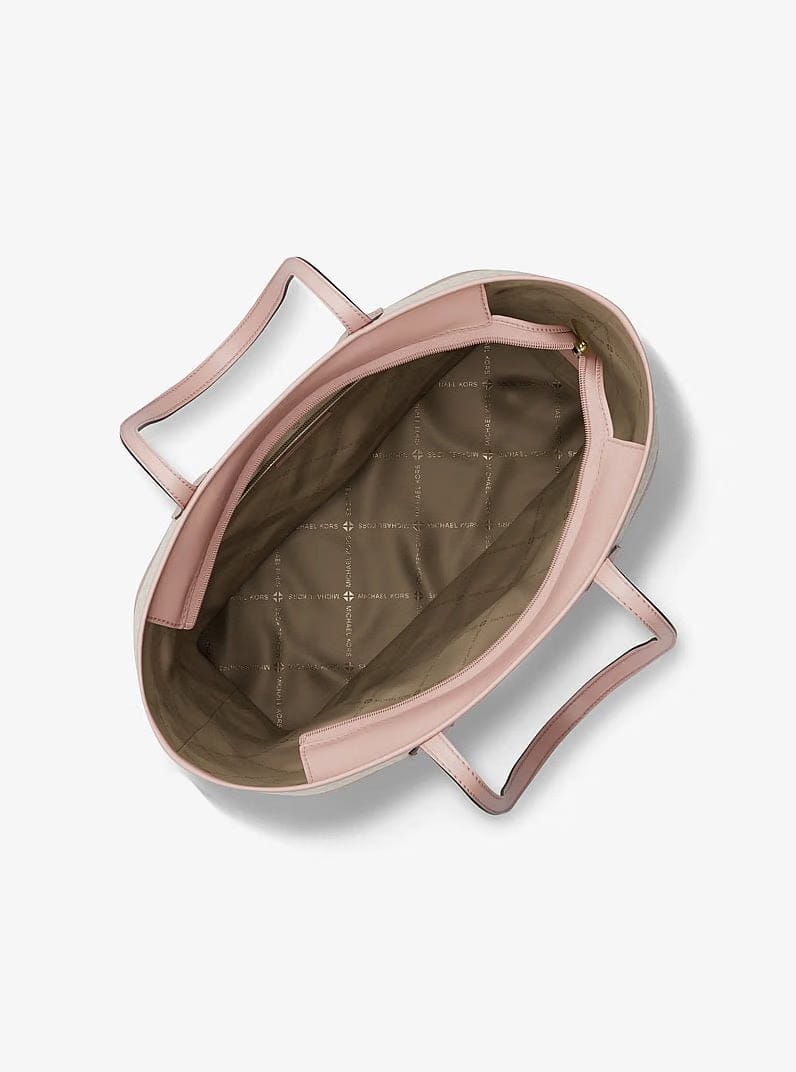Michael Kors Eva Large Striped Signature Logo Tote Bag Powder Blush