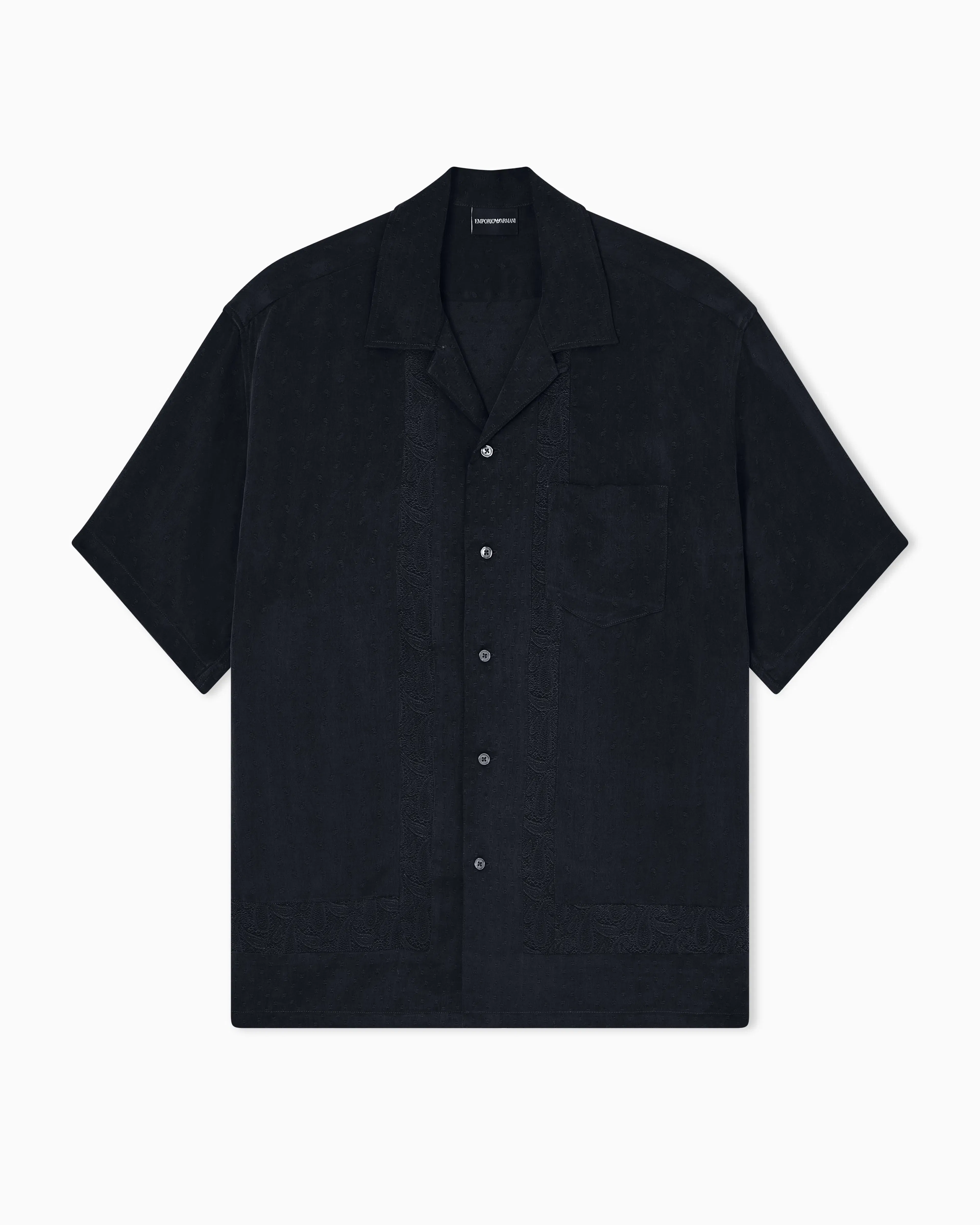 Emporio Armani Short-sleeved shirt in cupro blend jacquard with paisley pattern