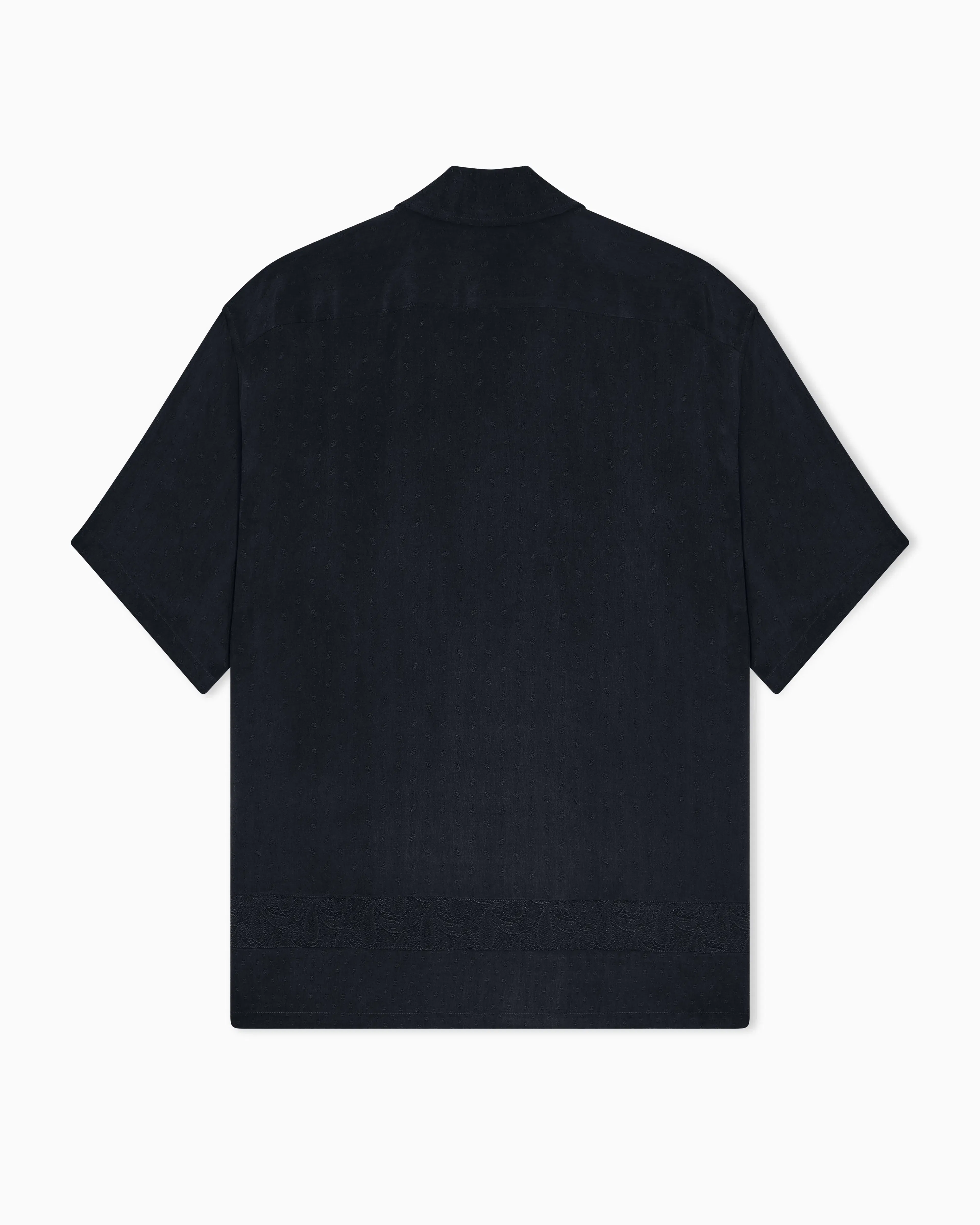 Emporio Armani Short-sleeved shirt in cupro blend jacquard with paisley pattern