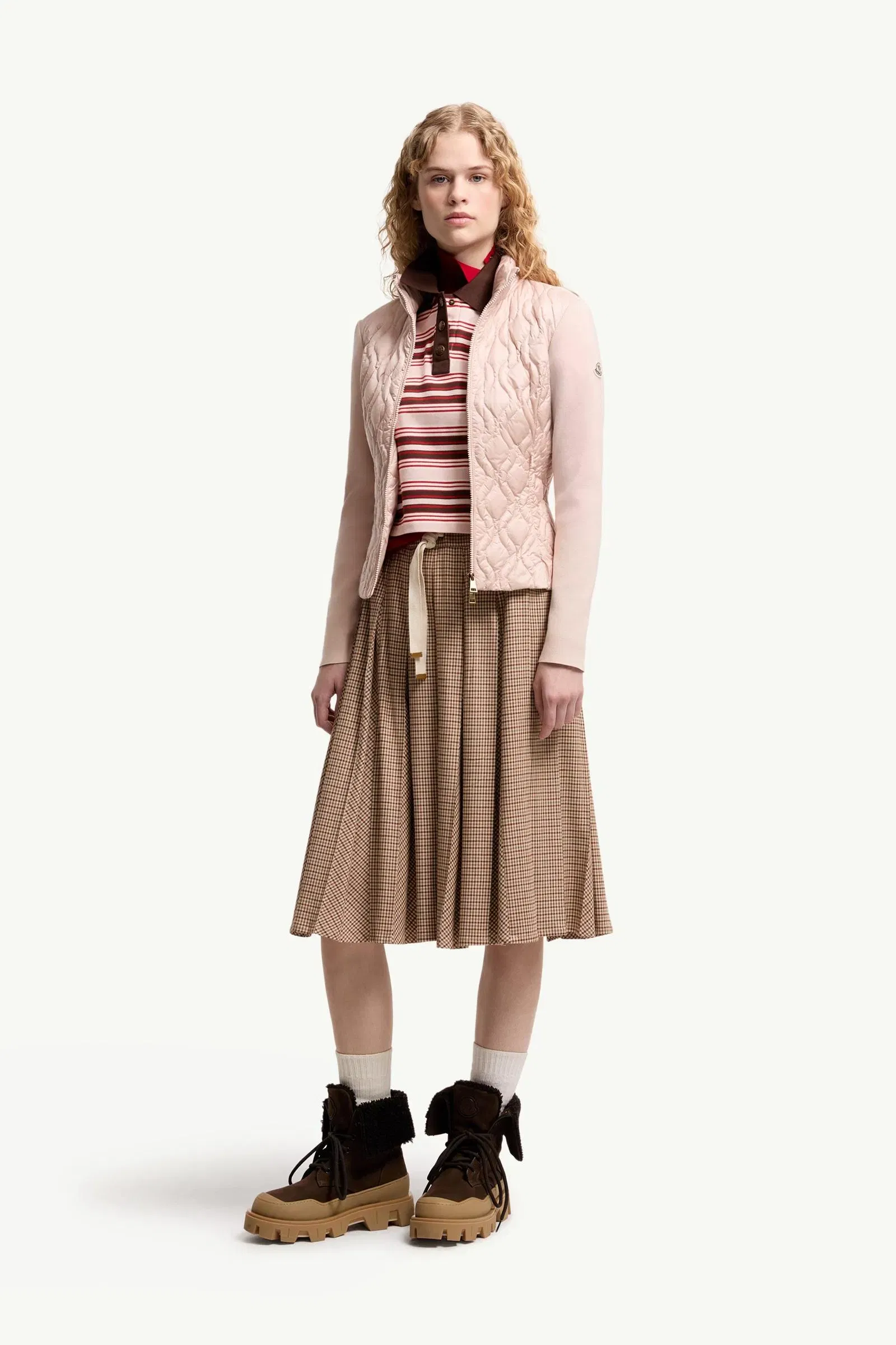 Moncler Cotton Padded Zip-Up Cardigan Pink Pink