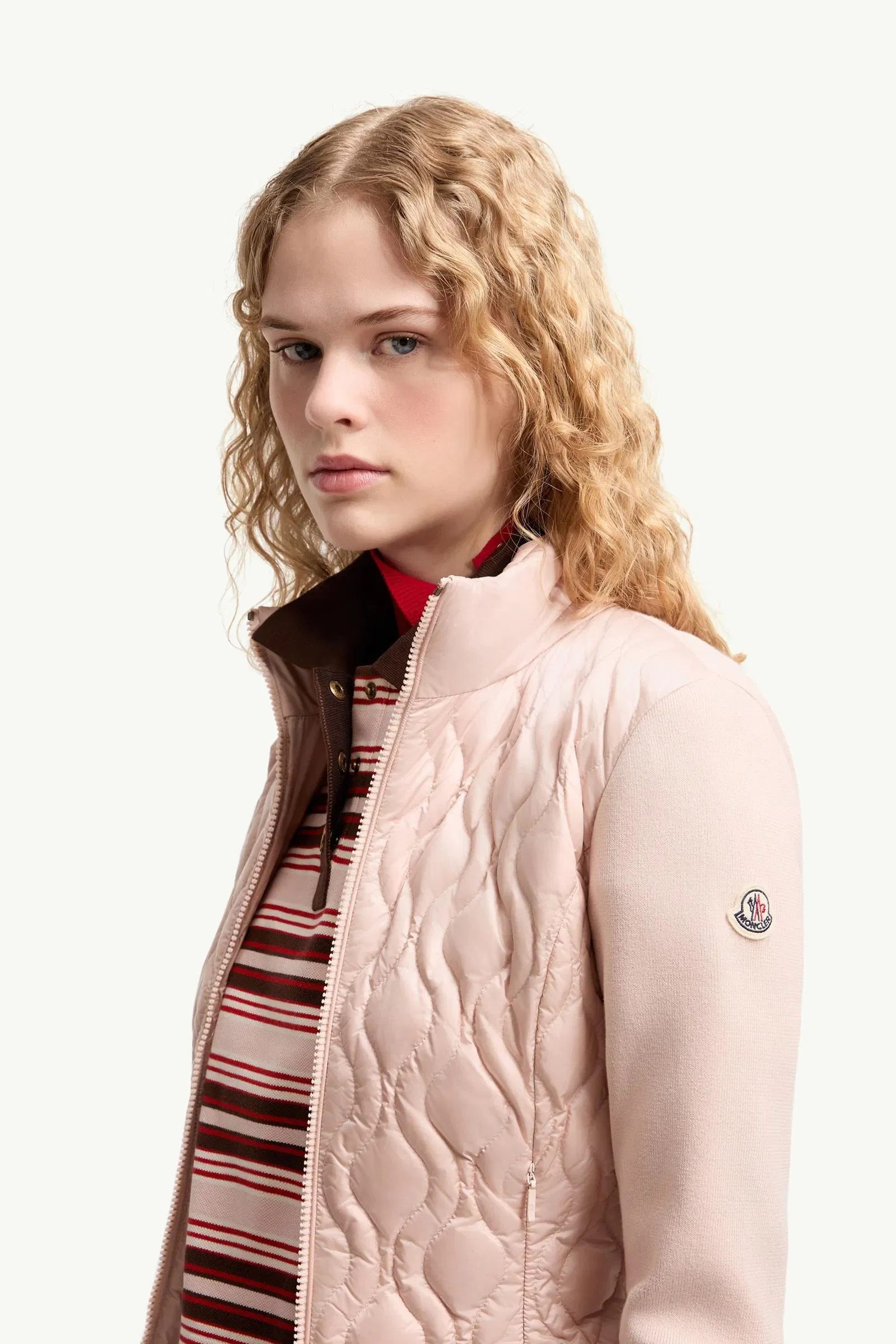 Moncler Cotton Padded Zip-Up Cardigan Pink Pink