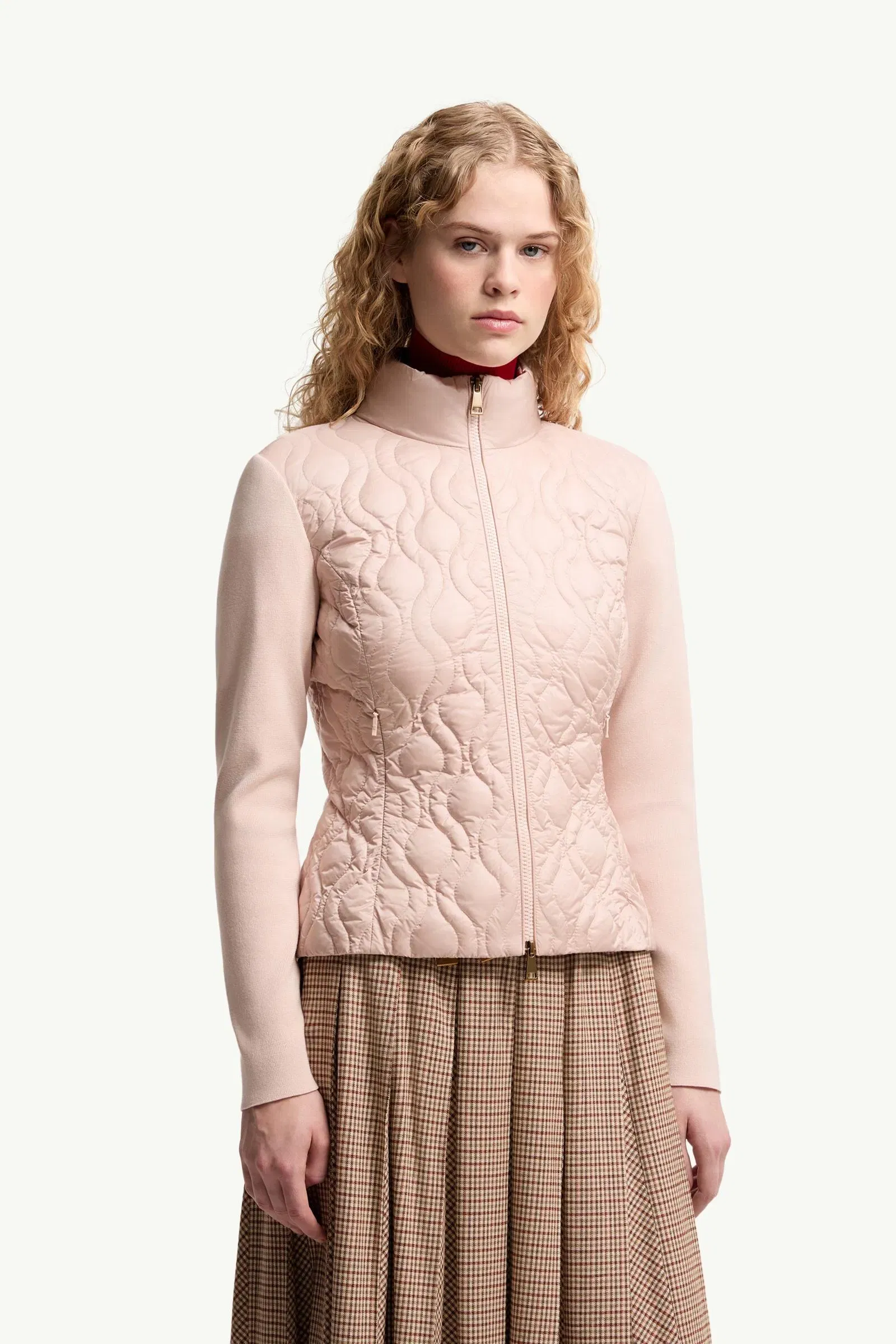 Moncler Cotton Padded Zip-Up Cardigan Pink Pink