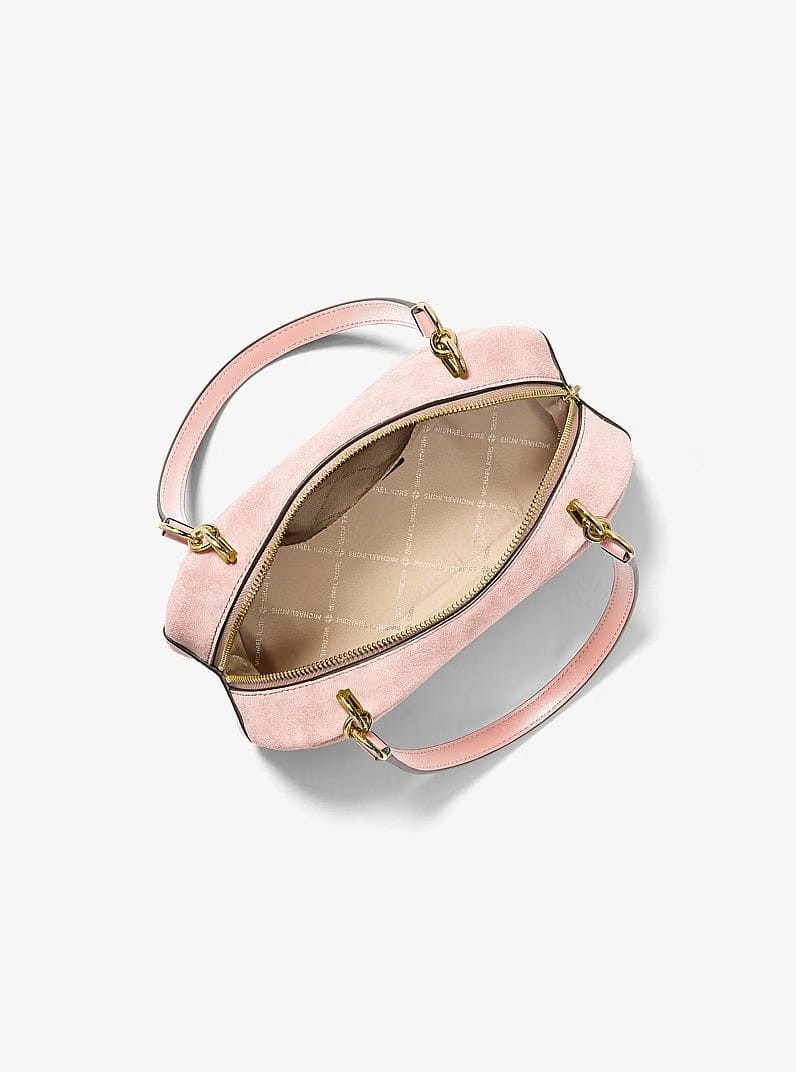 Michael Kors Cecily Small Suede Shoulder Bag Powder Blush