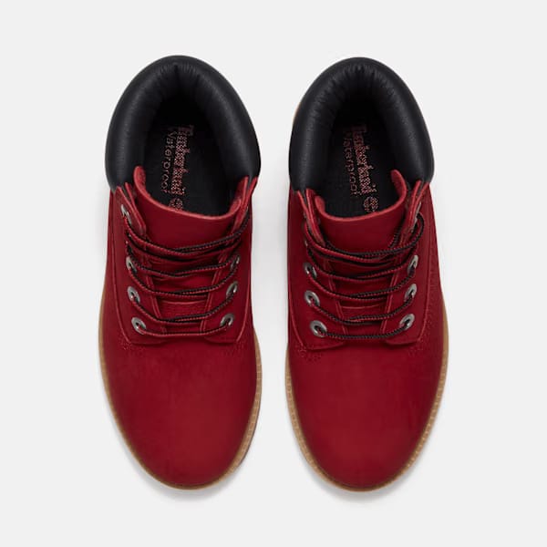 Youth Timberland Premium 6-Inch Waterproof Boot Red Nubuck/Black