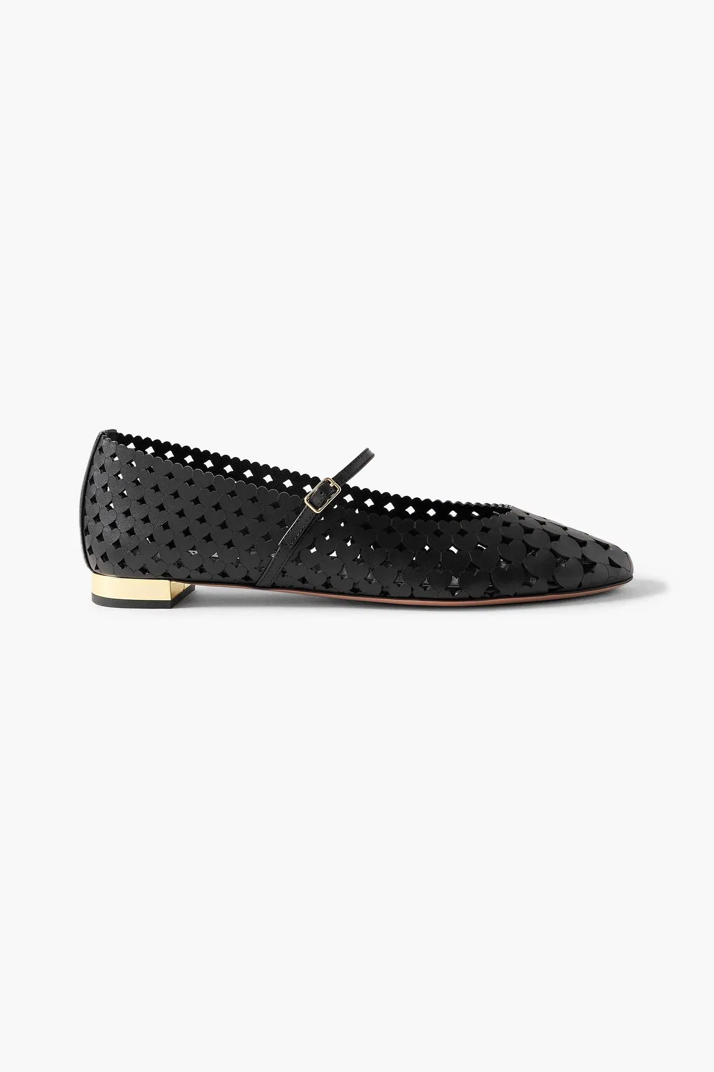 Aquazzura Amourose Cutout Leather Ballet Flats Beige Women's