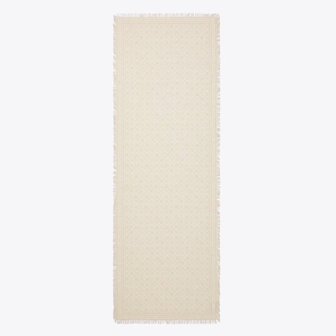Tory Burch T Monogram Floral Oblong Scarf Ivory T Monogram